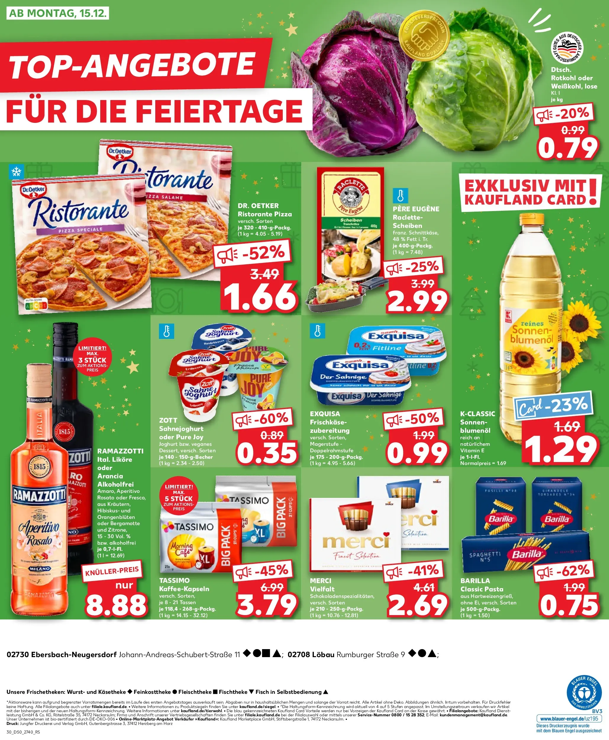 Prospekt Kaufland ab 11.12.2025 » Angebote Online zum Blättern | Seite: 30 | Produkte: Rotkohl, Sonnenblumenol, Pasta, Tassimo