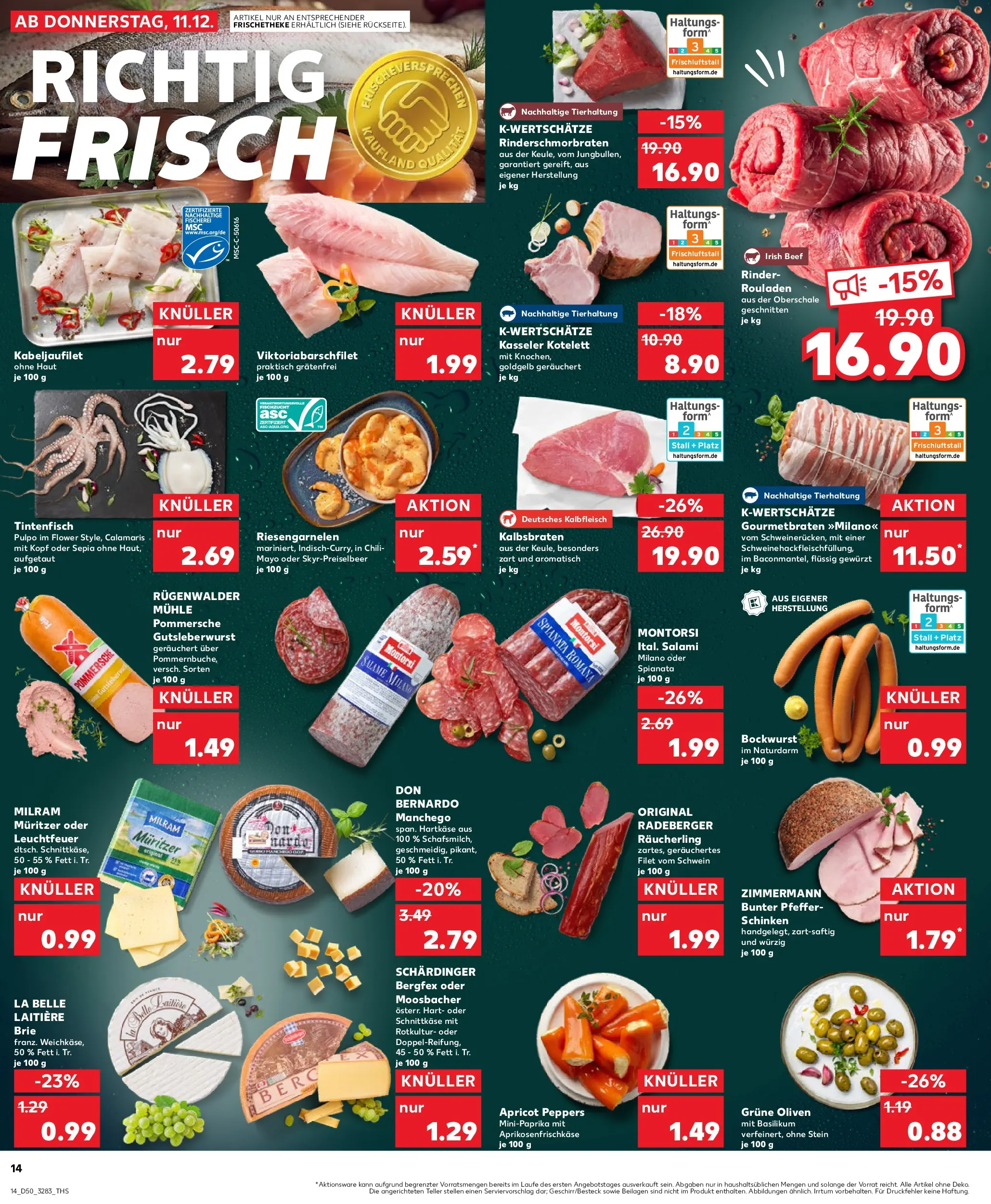 Prospekt Kaufland ab 11.12.2025 » Angebote Online zum Blättern | Seite: 14 | Produkte: Bockwurst, Mühle, Salami, Schinken