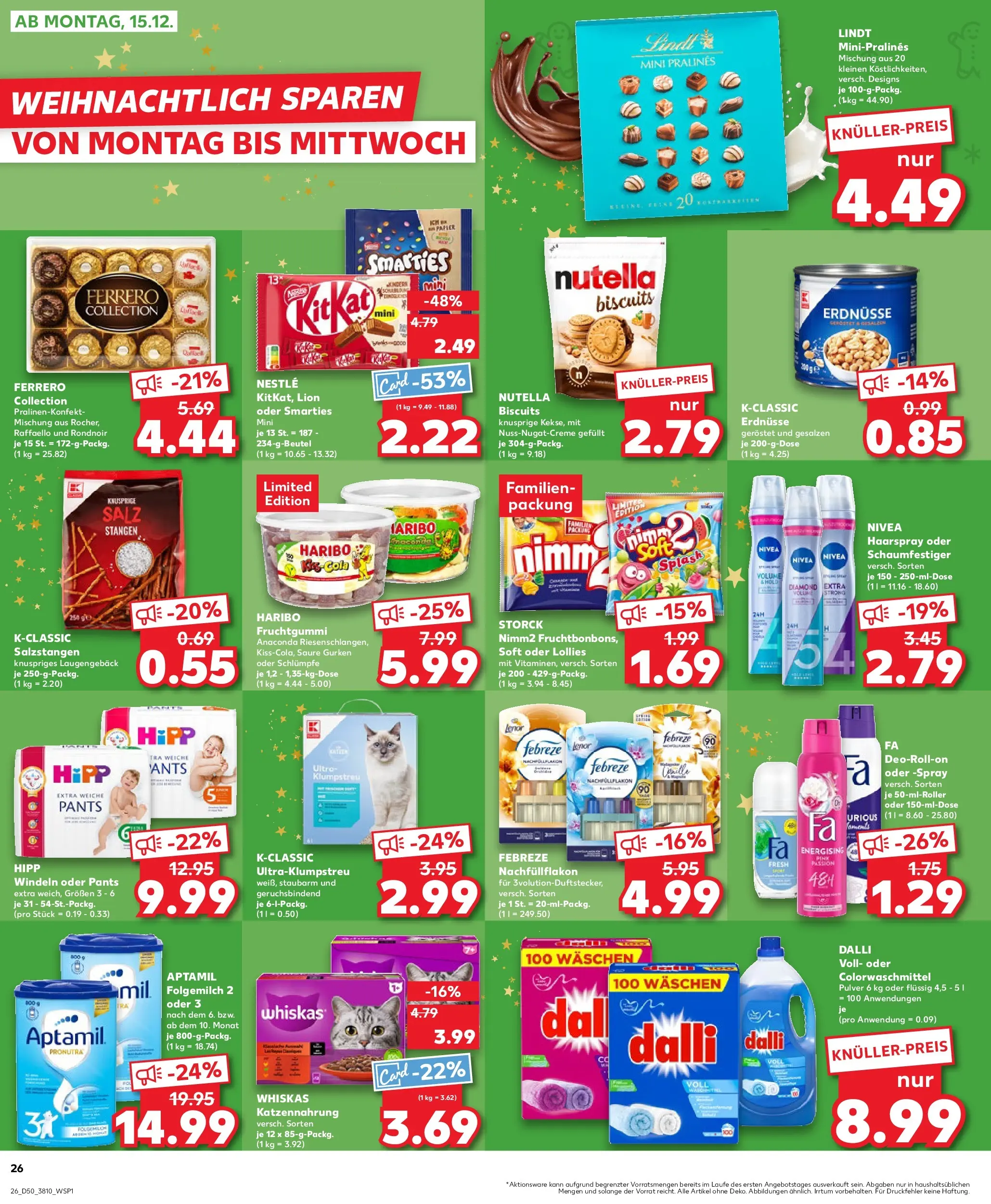 Prospekt Kaufland ab 11.12.2025 » Angebote Online zum Blättern | Seite: 26 | Produkte: Smarties, Nutella, Salz, Whiskas