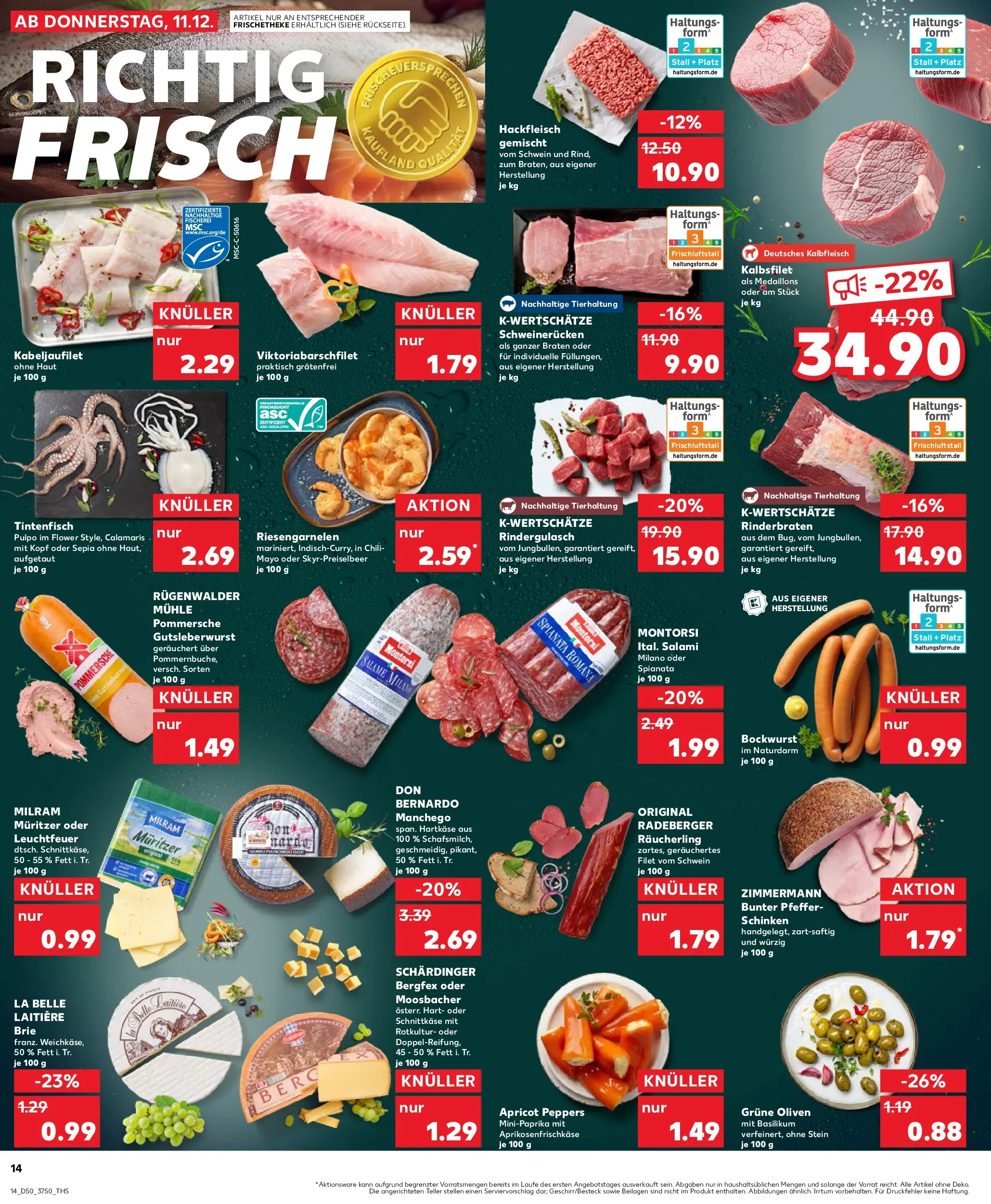 Prospekt Kaufland ab 11.12.2025 » Angebote Online zum Blättern | Seite: 14 | Produkte: Rinderbraten, Mühle, Tintenfisch, Schweinerucken