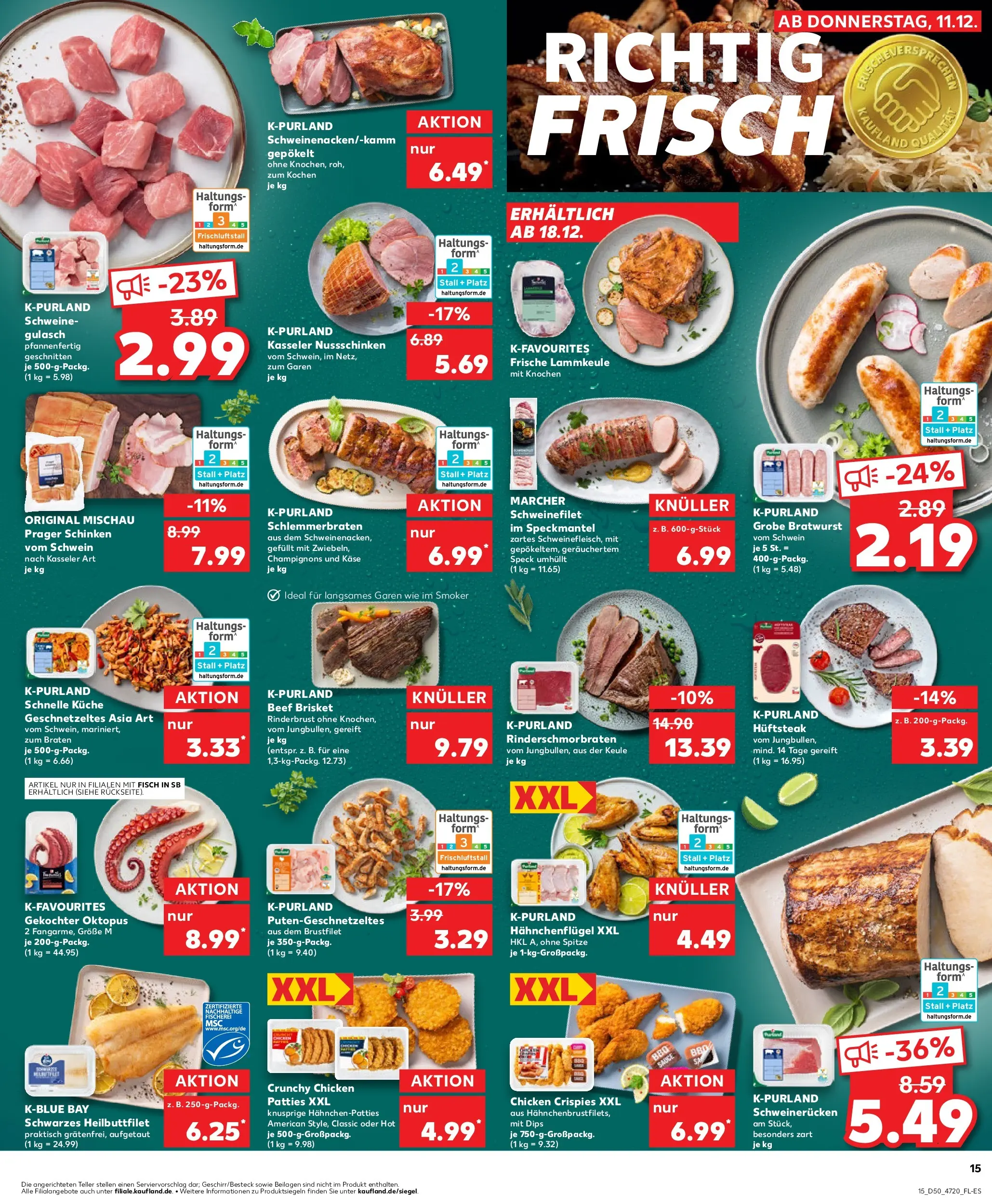 Prospekt Kaufland ab 11.12.2025 » Angebote Online zum Blättern | Seite: 15 | Produkte: Küche, Schweinefilet, Schweinerucken, Schinken