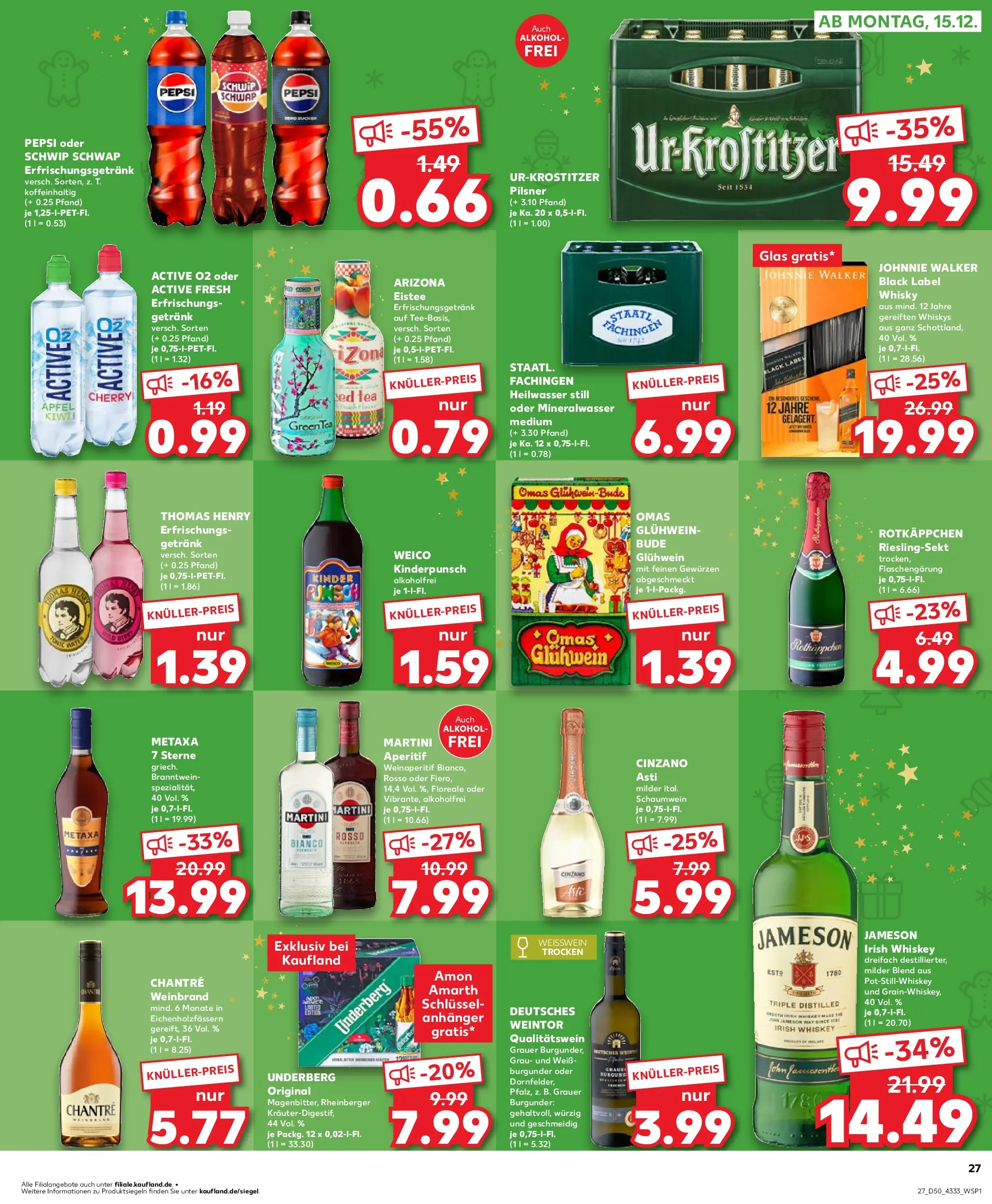 Prospekt Kaufland ab 11.12.2025 » Angebote Online zum Blättern | Seite: 27 | Produkte: Jameson, Mineralwasser, Rotkäppchen, Kiwi
