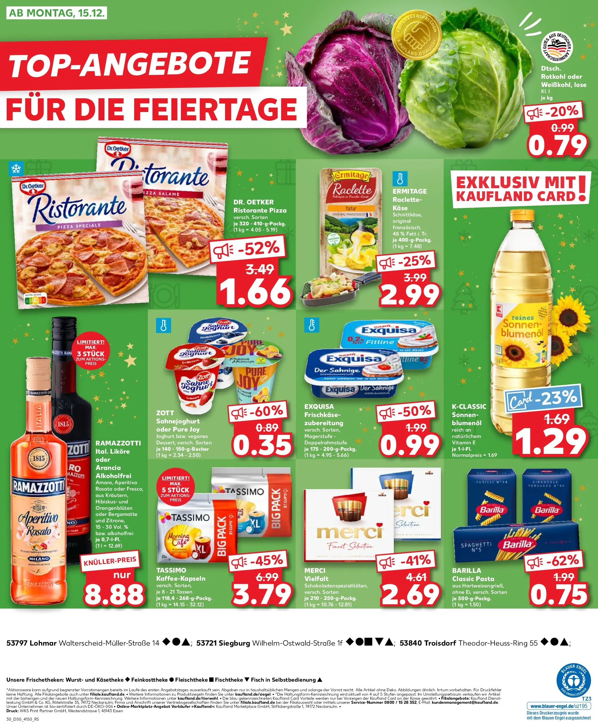 Prospekt Kaufland ab 11.12.2025 » Angebote Online zum Blättern | Seite: 30 | Produkte: Barilla, Wurst, Raclette, Sahne