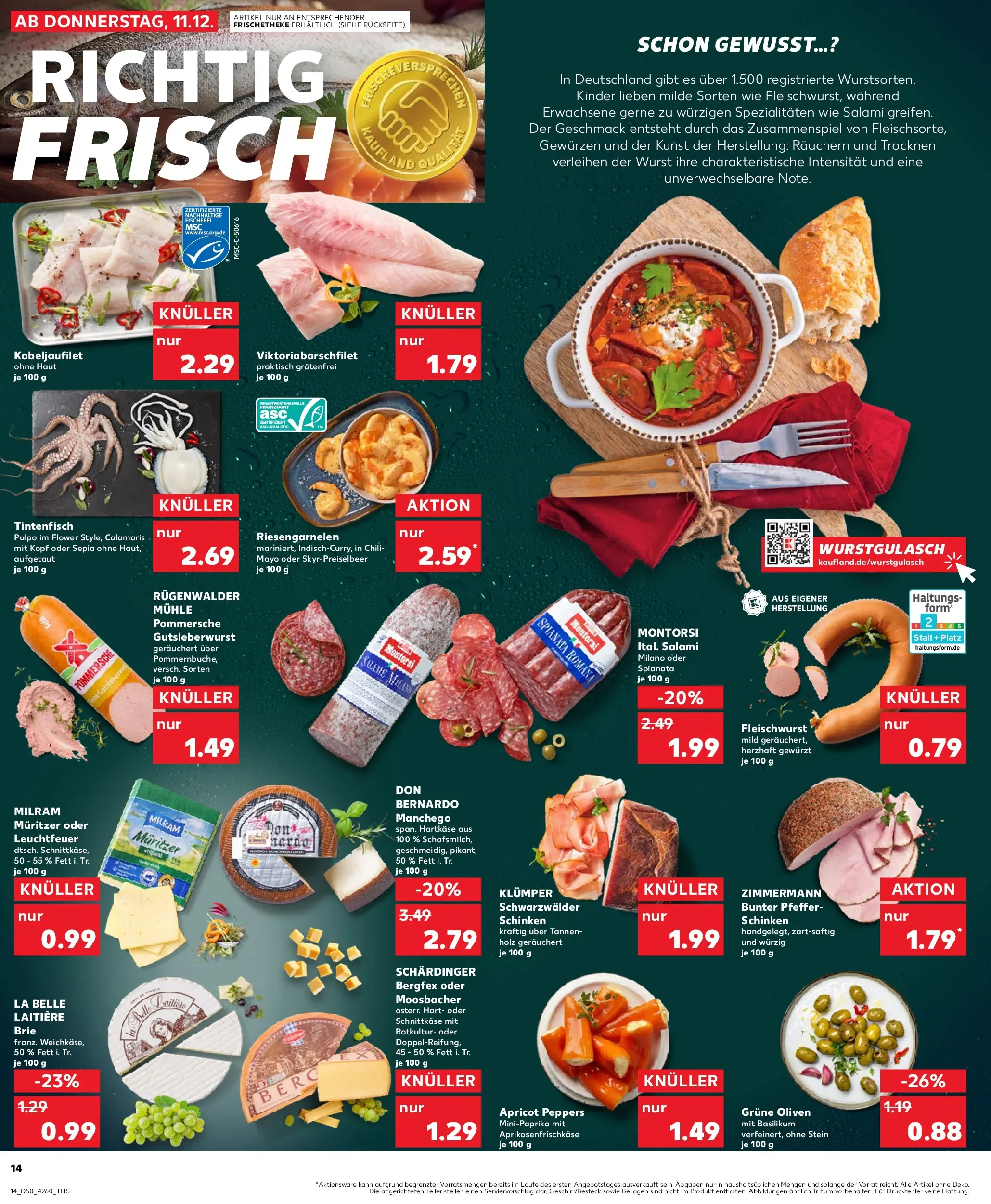 Prospekt Kaufland ab 11.12.2025 » Angebote Online zum Blättern | Seite: 14 | Produkte: Mühle, Tintenfisch, Pfeffer, Salami