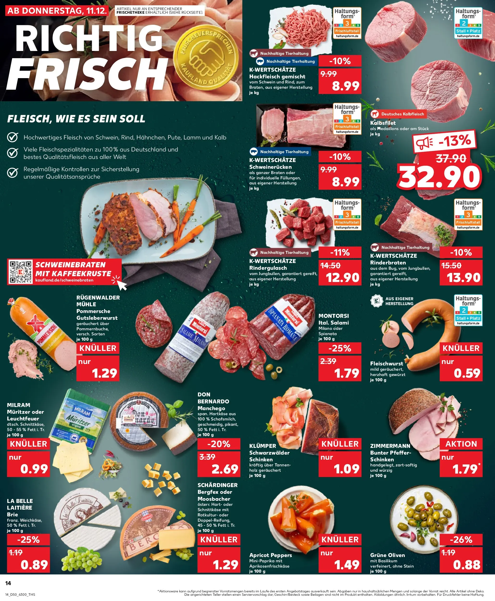 Prospekt Kaufland ab 11.12.2025 » Angebote Online zum Blättern | Seite: 14 | Produkte: Rindergulasch, Mühle, Schweinerucken, Schinken
