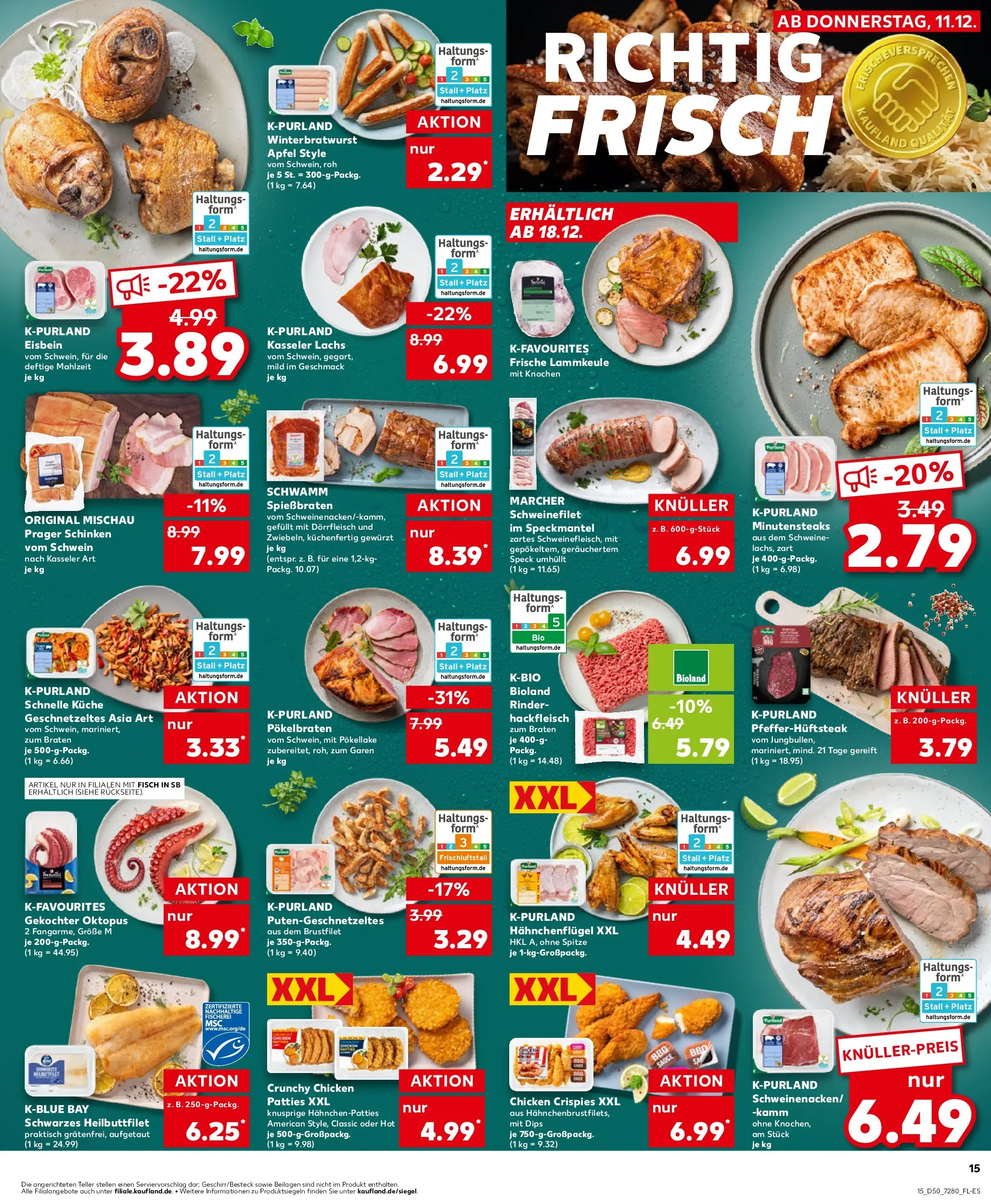 Prospekt Kaufland ab 11.12.2025 » Angebote Online zum Blättern | Seite: 15 | Produkte: Küche, Schweinefilet, Lachs, Steak