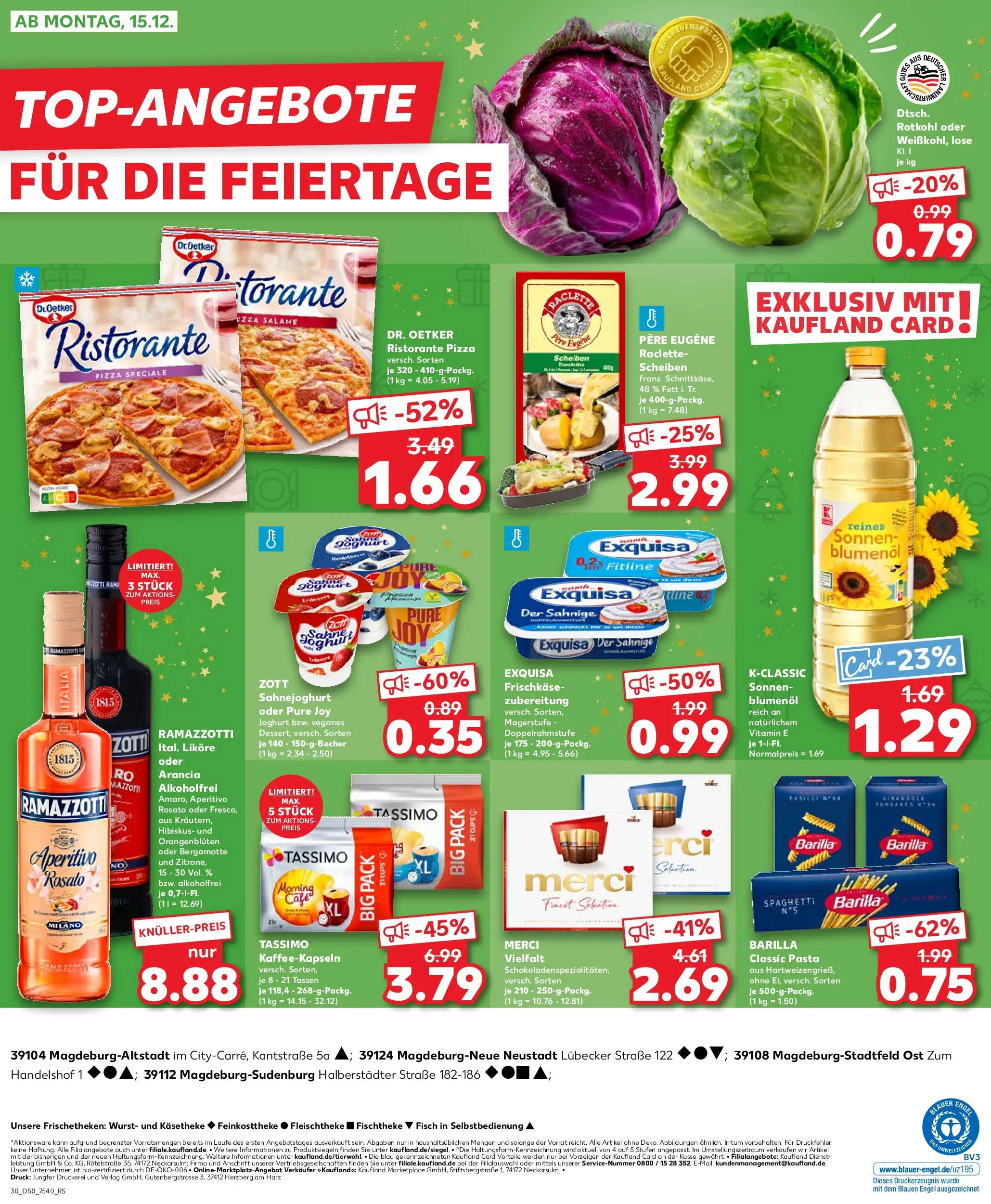Prospekt Kaufland ab 11.12.2025 » Angebote Online zum Blättern | Seite: 30 | Produkte: Barilla, Sonnenblumenol, Sahne, Tassimo