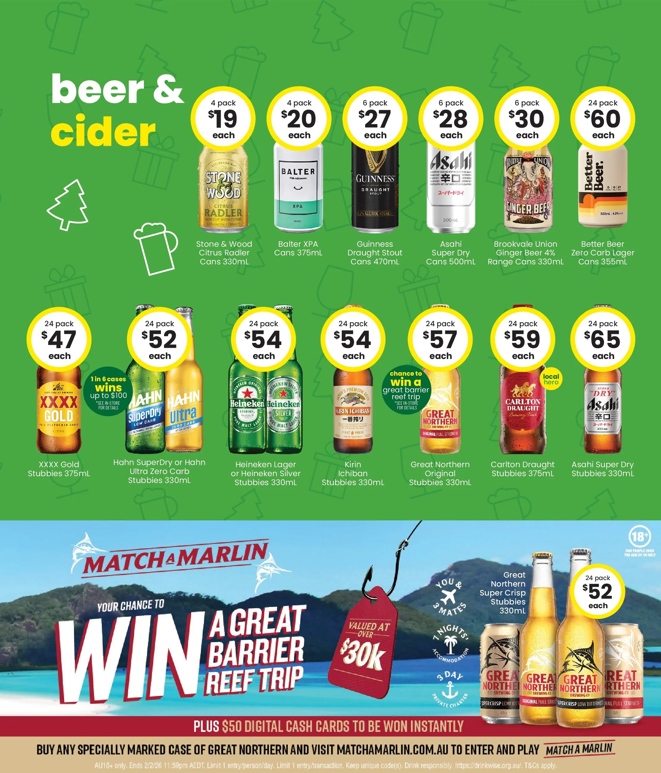 The Bottle-O - Good Value Booze, In Good Value Wrapping 08/12 - 07/12/2025 > weekly / monthly specials | Page: 4 | Products: Ginger, Beer, Wood, Case