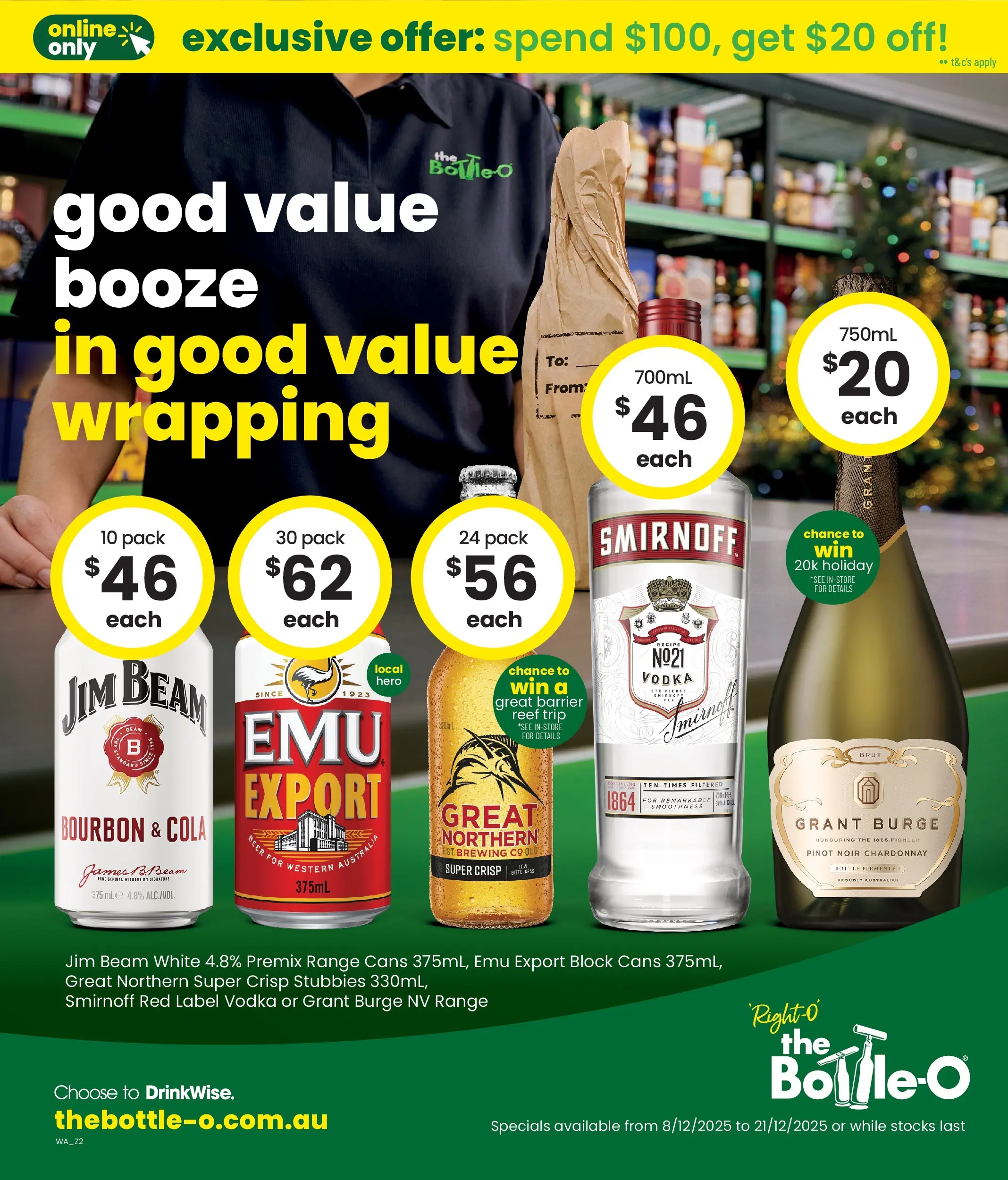 The Bottle-O - Good Value Booze, In Good Value Wrapping 08/12 - 07/12/2025 > weekly / monthly specials | Page: 1 | Products: Bourbon, Vodka