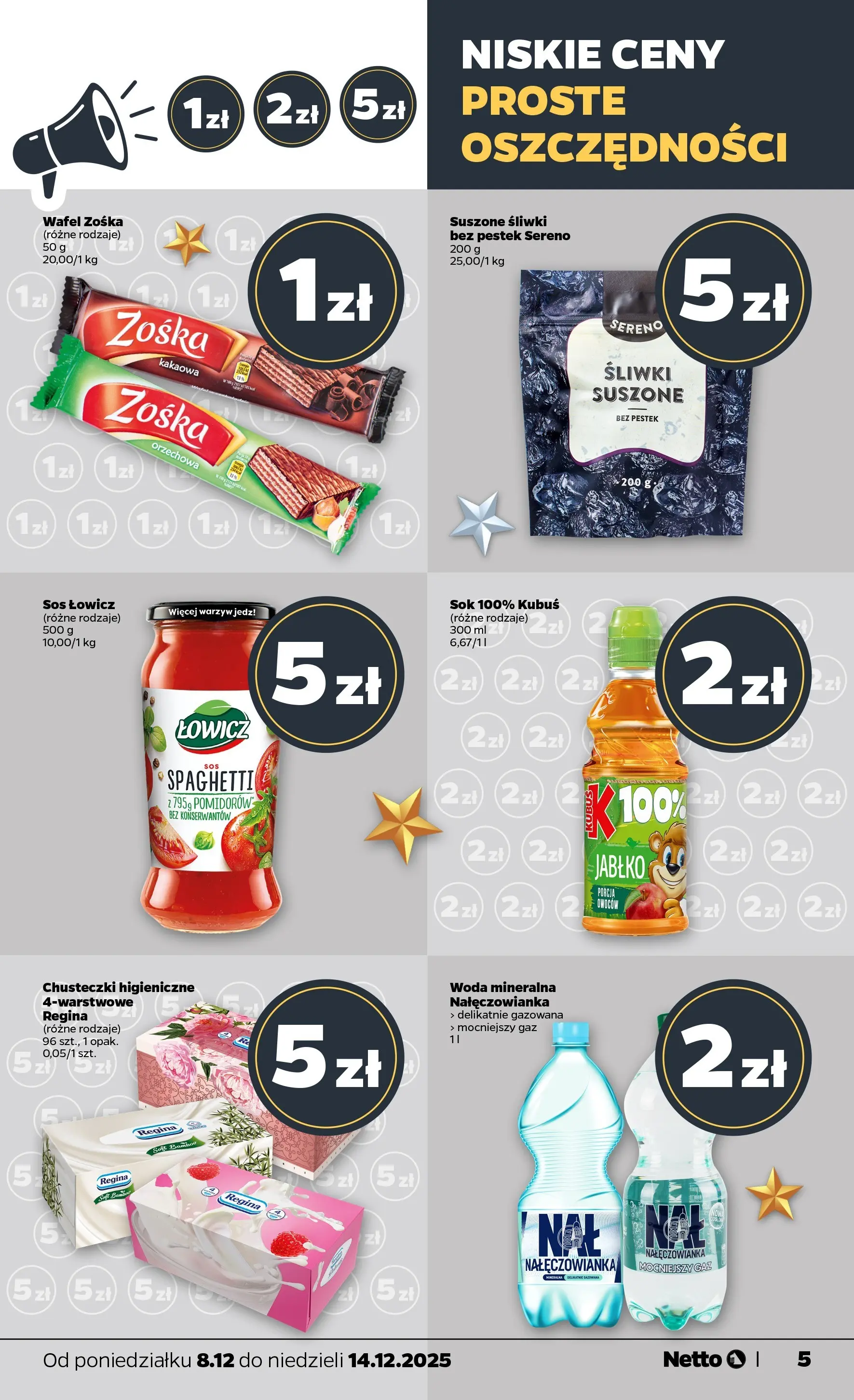 Netto - NETTO T50A ważne do 14.12 od 07.12.2025 - Aktualne promocje | Strona: 5 | Produkty: Chusteczki higieniczne, Śliwki, Sok, Sos