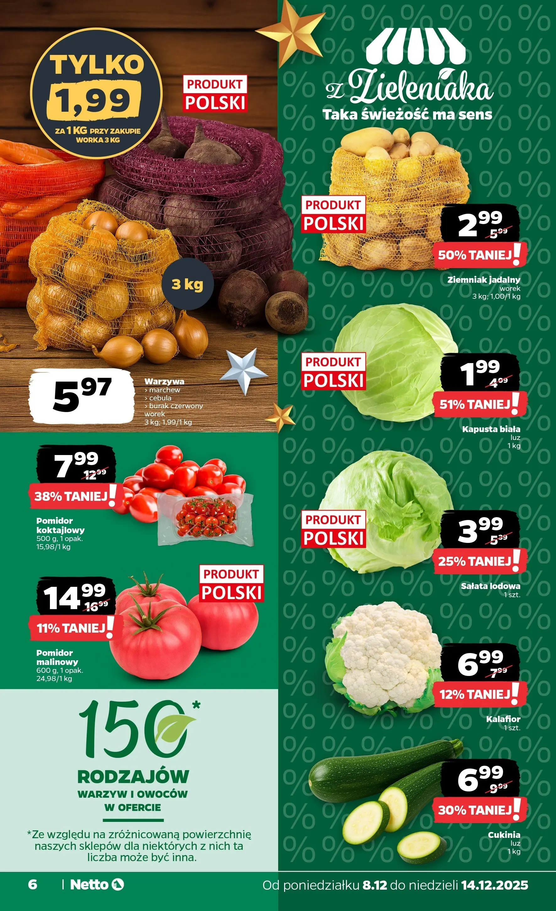 Netto - NETTO T50A ważne do 14.12 od 07.12.2025 - Aktualne promocje | Strona: 6 | Produkty: Burak, Pomidor malinowy, Cukinia, Kapusta biała