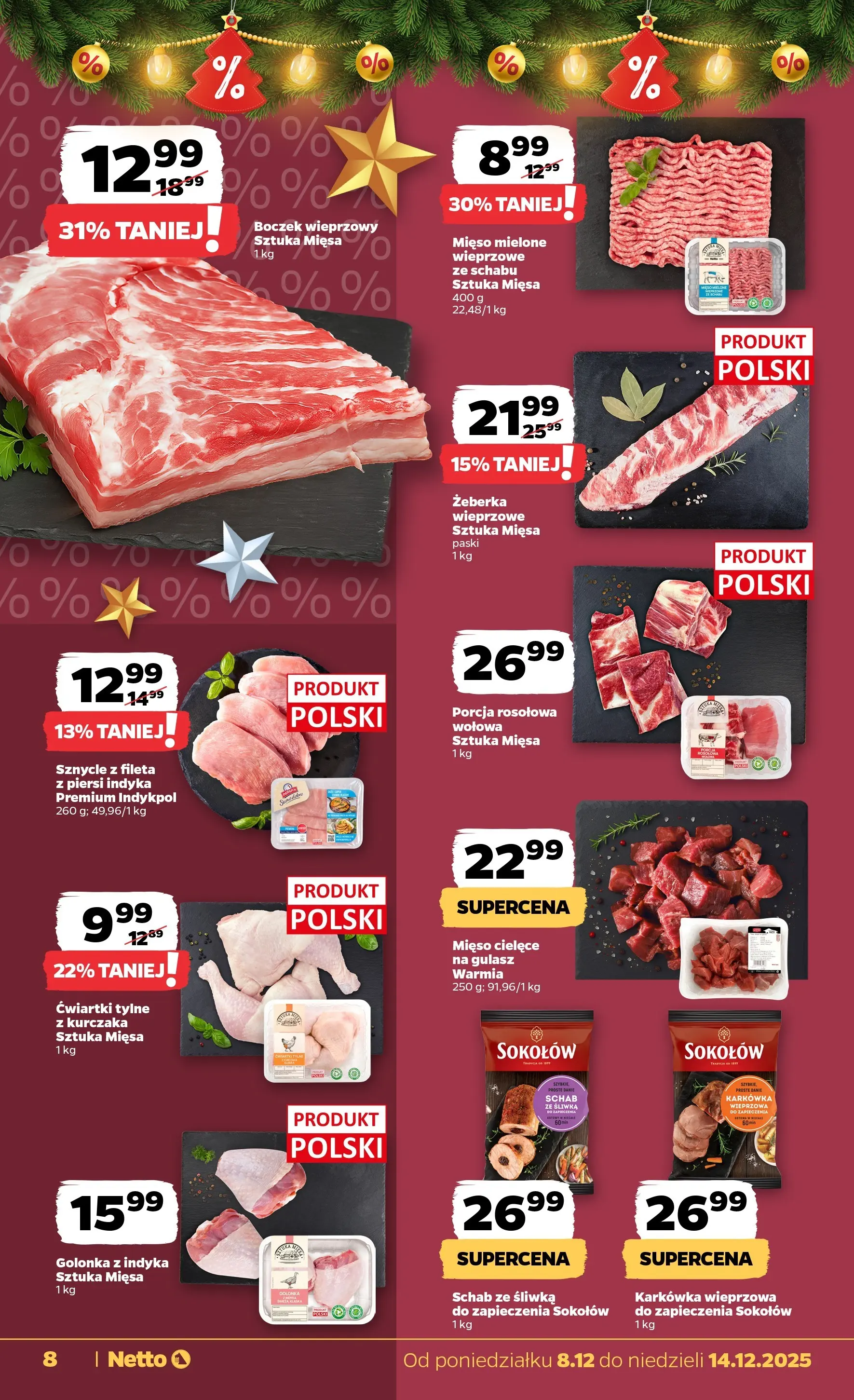 Netto - NETTO T50A ważne do 14.12 od 07.12.2025 - Aktualne promocje | Strona: 8 | Produkty: Karkówka, Schab, Karkówka wieprzowa, Schab ze śliwką