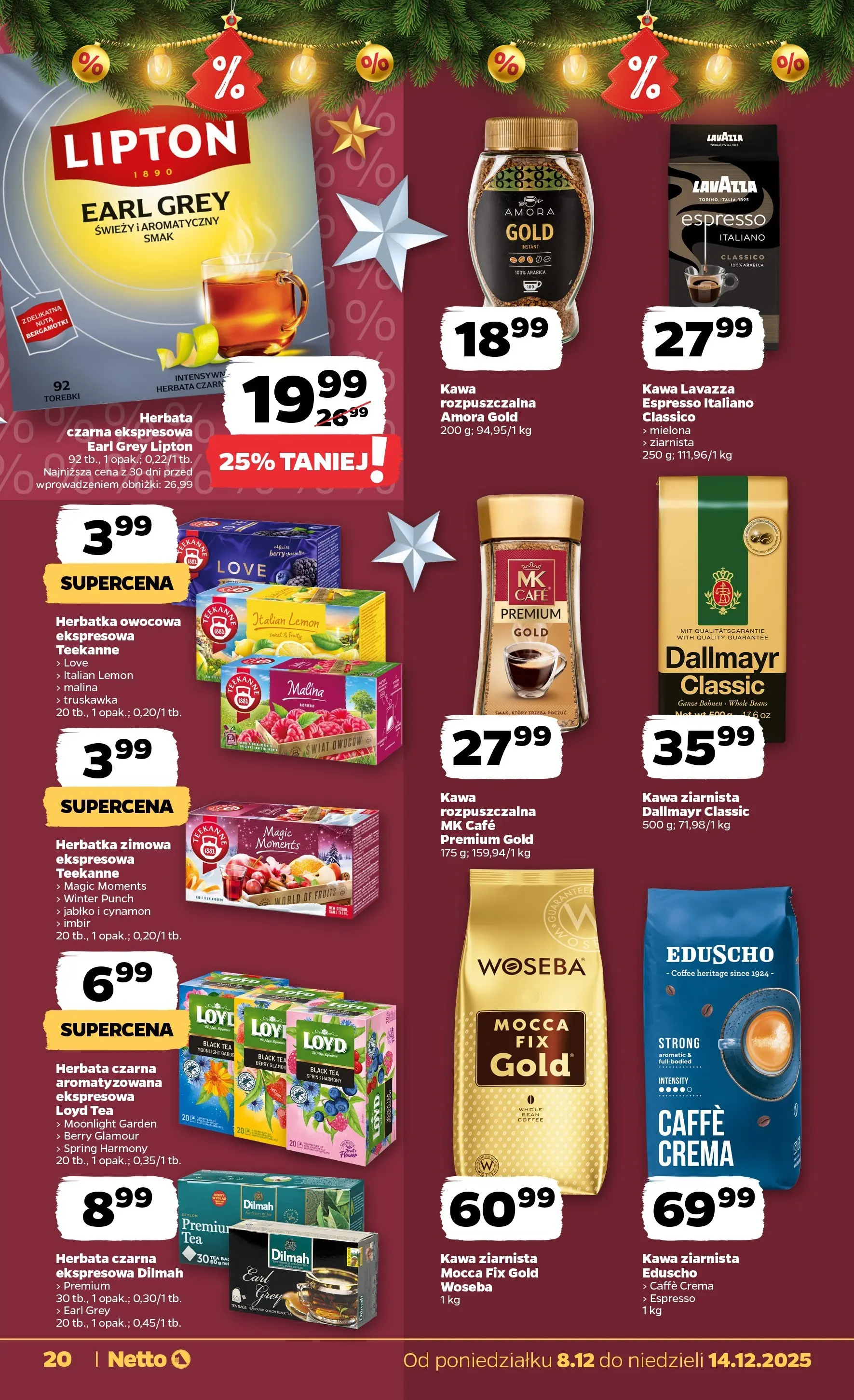Netto - NETTO T50A ważne do 14.12 od 07.12.2025 - Aktualne promocje | Strona: 20 | Produkty: Imbir, Kawa ziarnista, Lavazza, Kawa