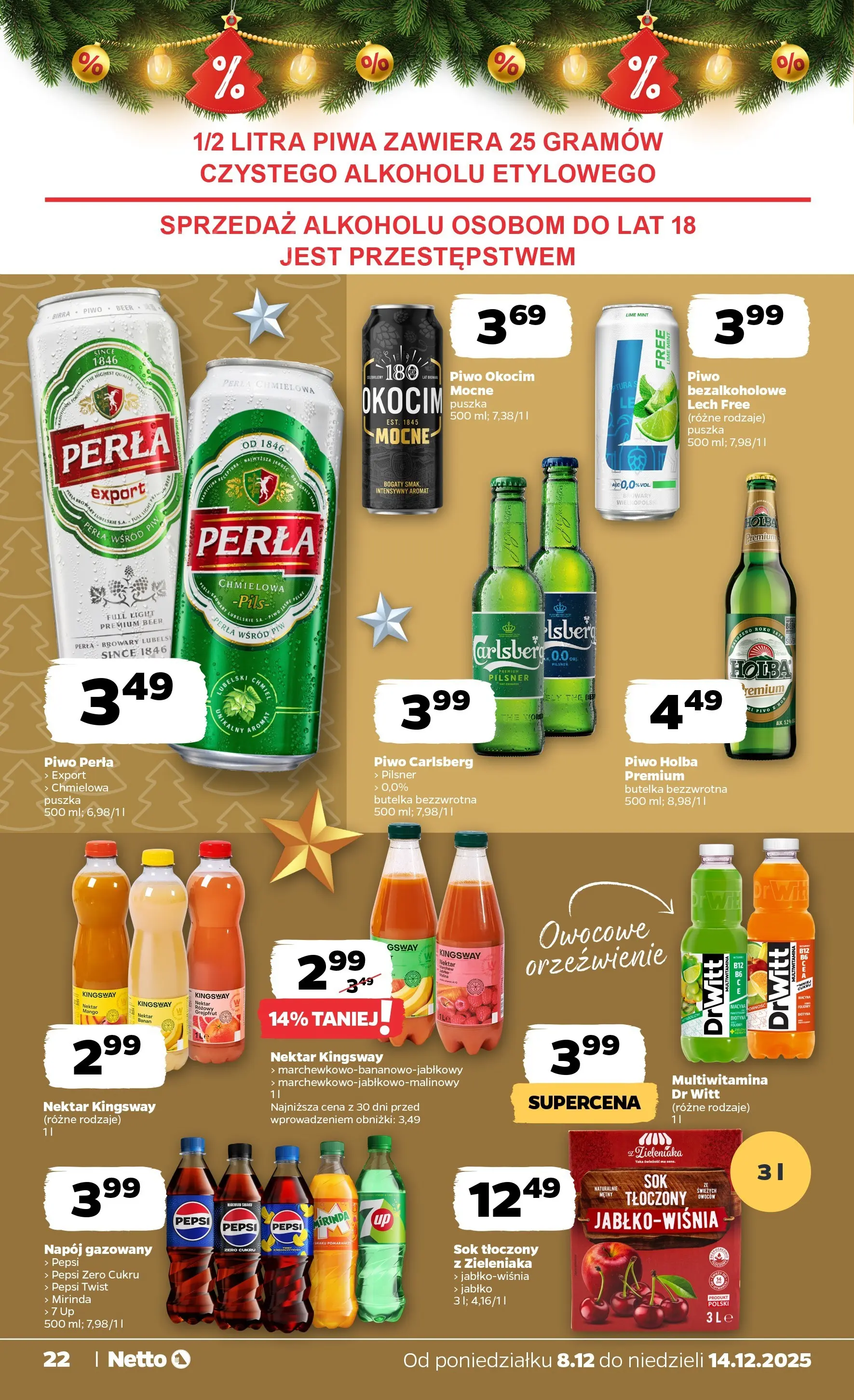 Netto - NETTO T50A ważne do 14.12 od 07.12.2025 - Aktualne promocje | Strona: 22 | Produkty: Pepsi, Piwo, Banan, Grejpfrut