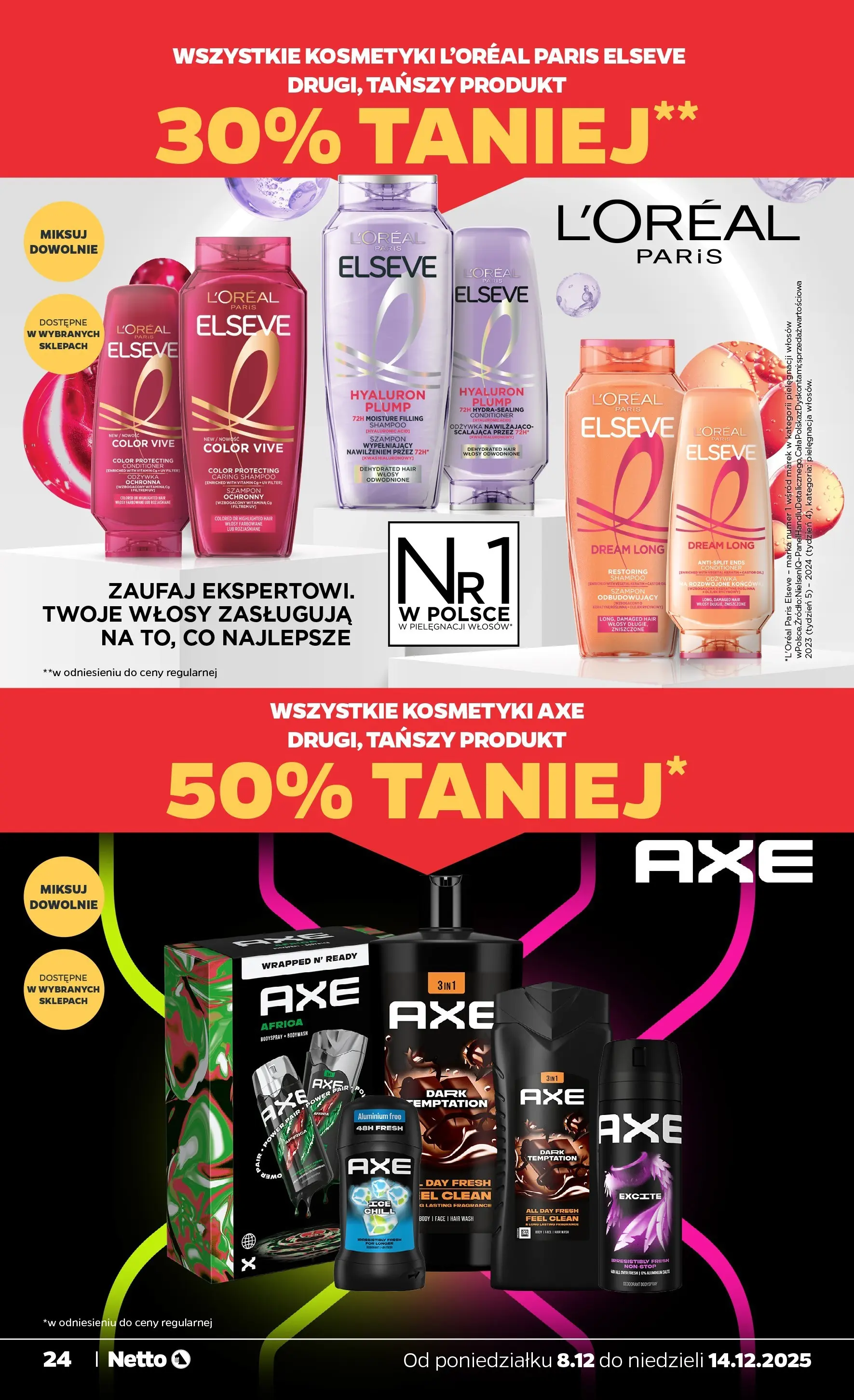 Netto - NETTO T50A ważne do 14.12 od 07.12.2025 - Aktualne promocje | Strona: 24 | Produkty: Kosmetyki, Szampon, Odżywka, Body