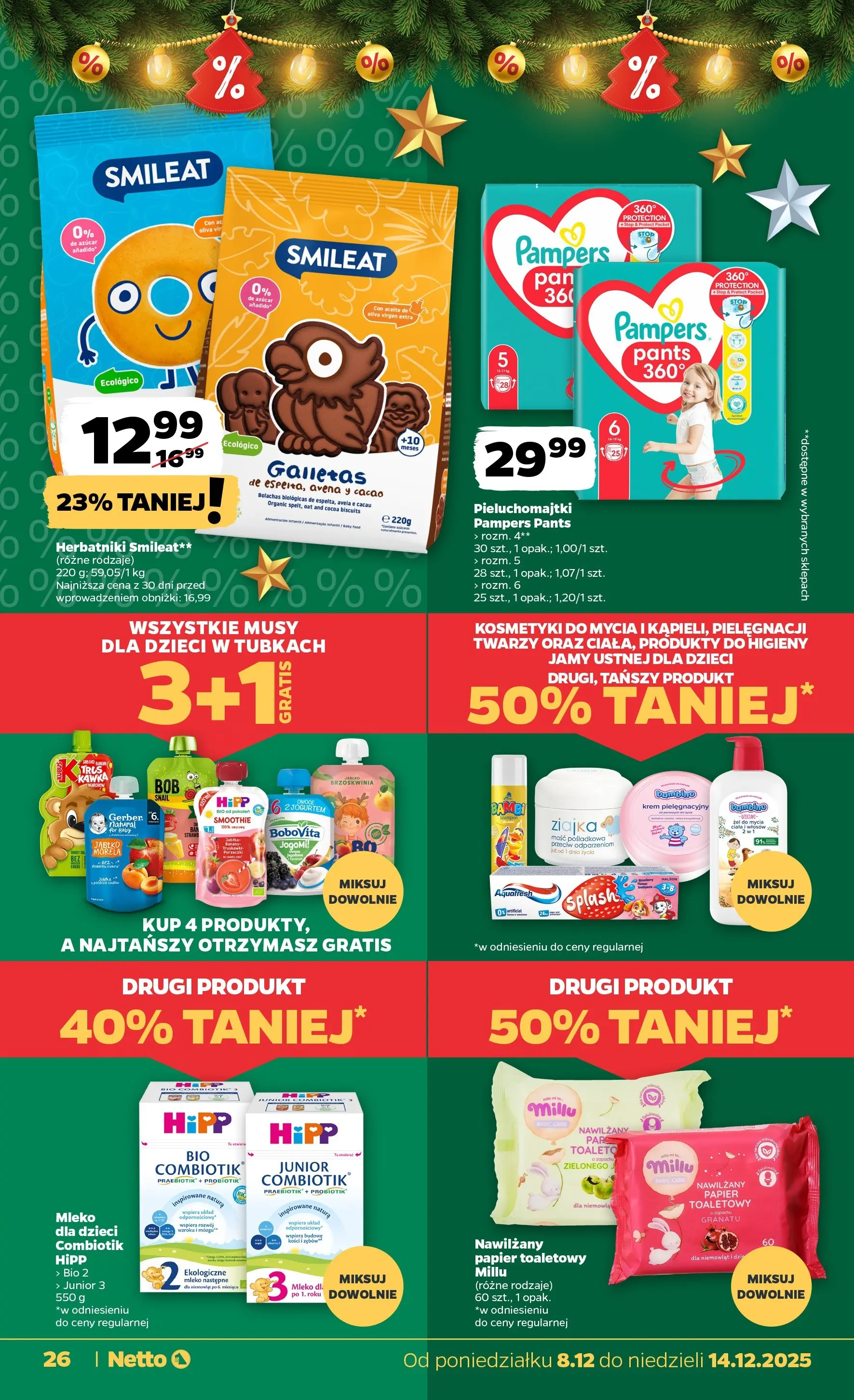 Netto - NETTO T50A ważne do 14.12 od 07.12.2025 - Aktualne promocje | Strona: 26 | Produkty: Kosmetyki, Pieluchomajtki, Mleko, Owoce