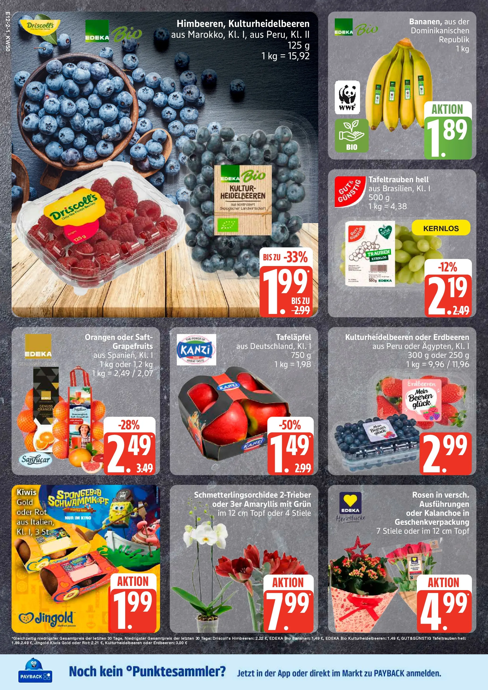 Edeka prospekt Sterup	 (ab 07.12.2025) » Angebote Online | Seite: 2 | Produkte: Trauben, Bananen, Heidelbeeren, Saft