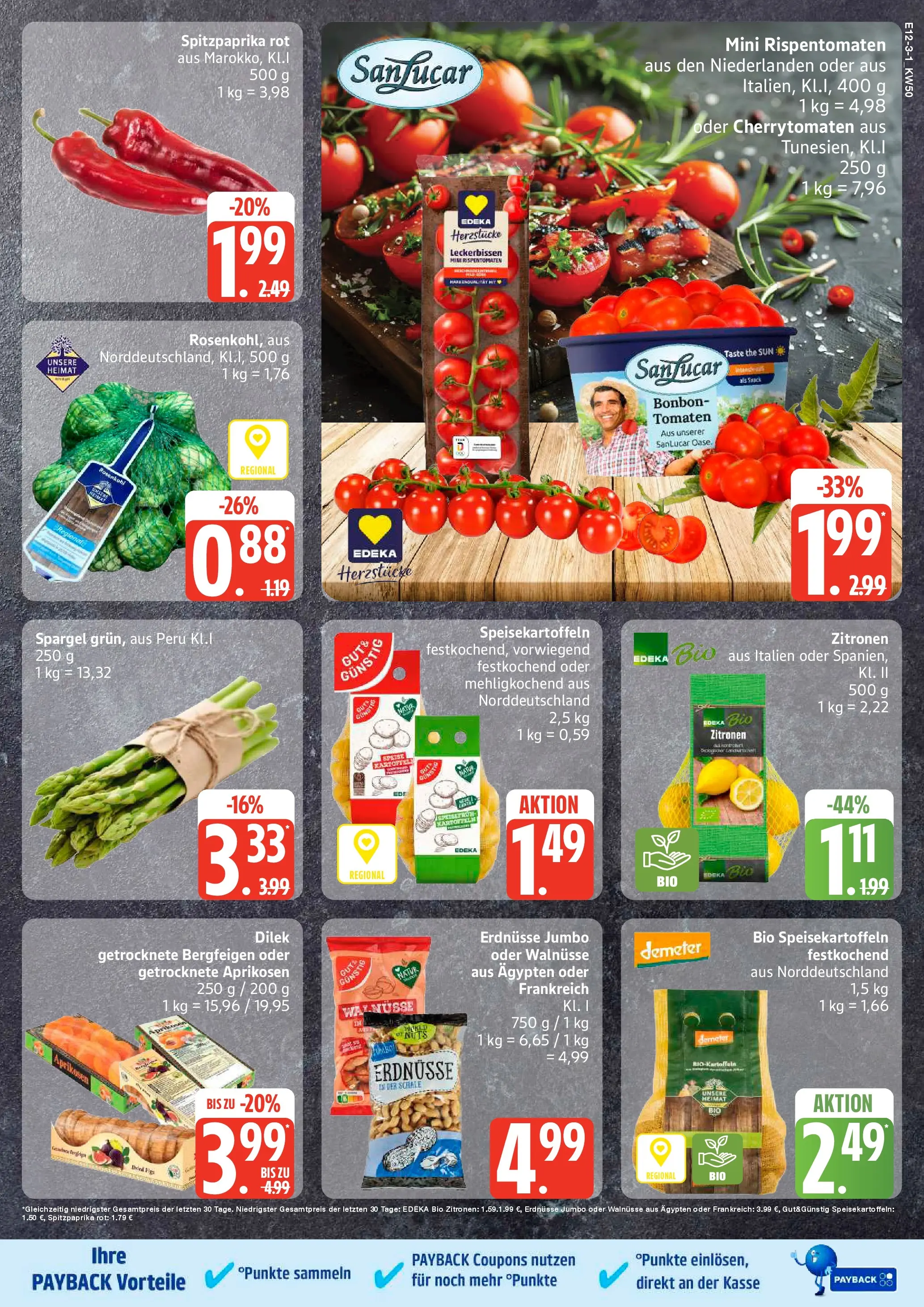 Edeka prospekt Sterup	 (ab 07.12.2025) » Angebote Online | Seite: 3 | Produkte: Walnüsse, Tomaten, Spargel, Zitronen