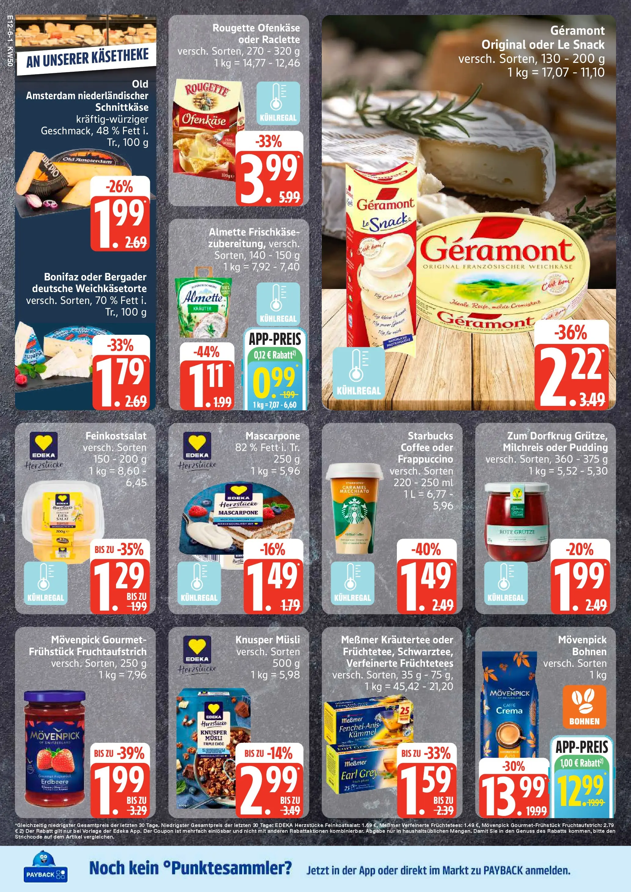 Edeka prospekt Sterup	 (ab 07.12.2025) » Angebote Online | Seite: 6 | Produkte: Starbucks, Rougette ofenkase, Raclette, Salat