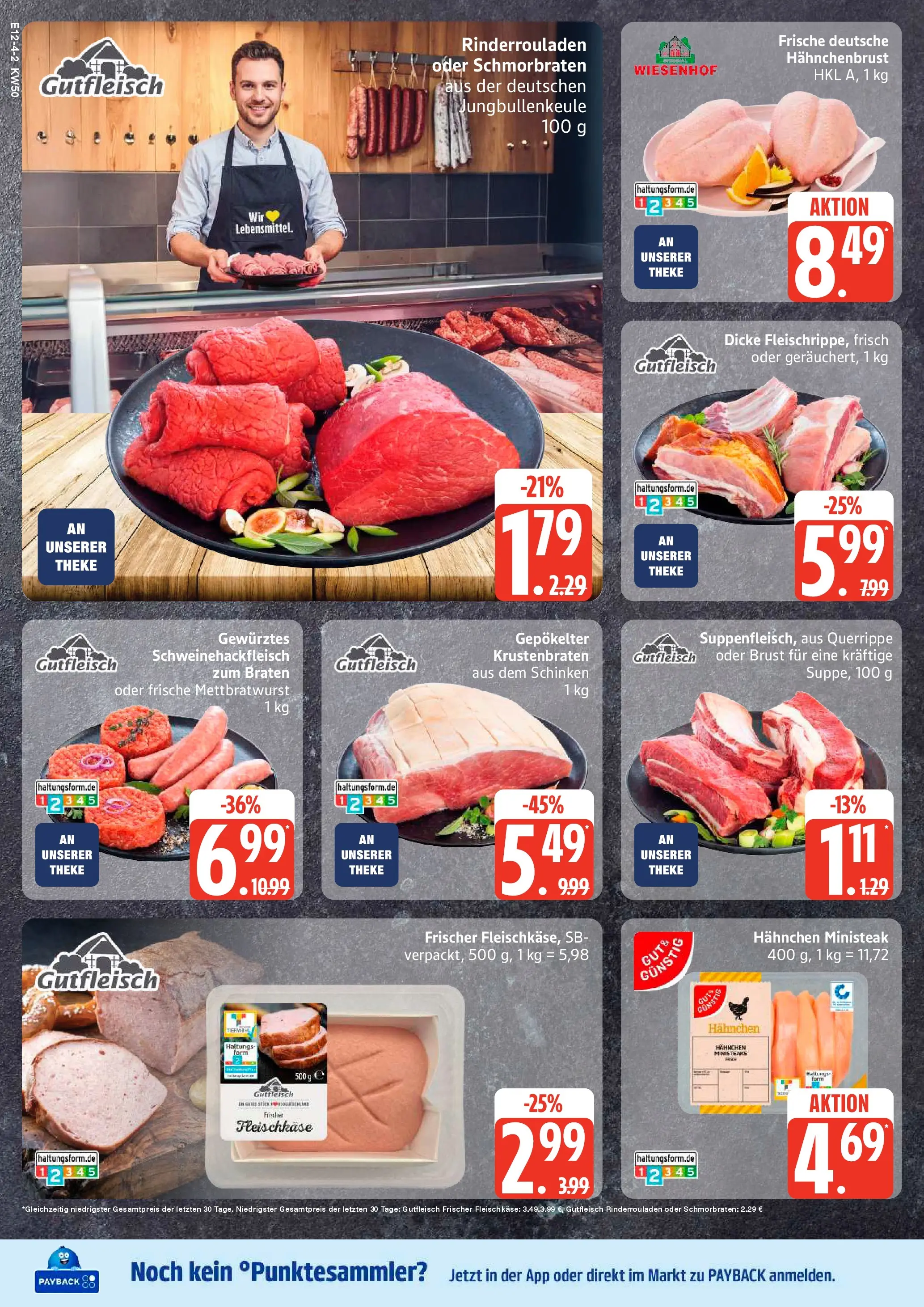 Edeka prospekt Sterup	 (ab 07.12.2025) » Angebote Online | Seite: 4 | Produkte: Rinderrouladen, Hahnchen, Theke, Schinken