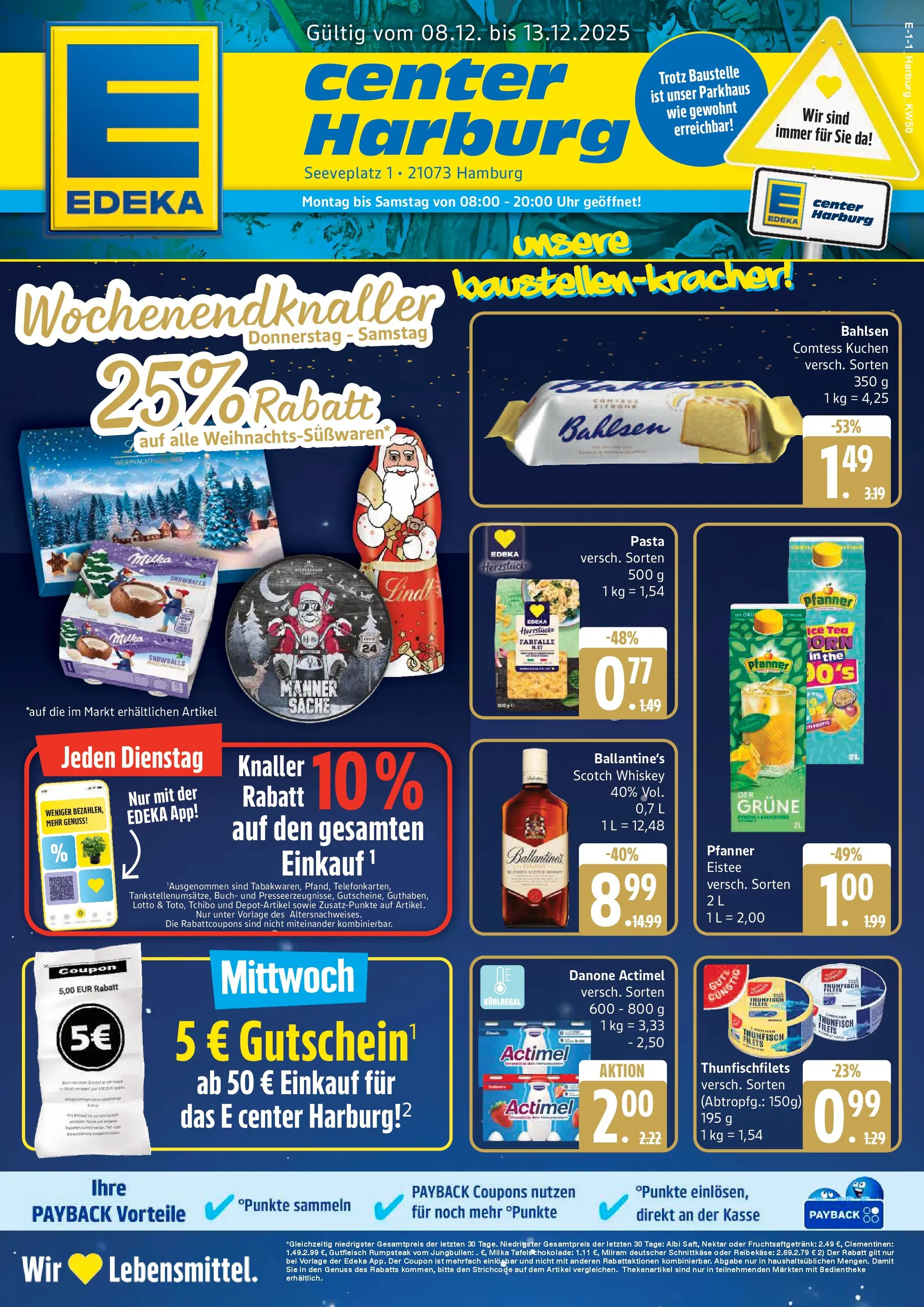 Edeka prospekt Hamburg	 (ab 07.12.2025) » Angebote Online | Seite: 1 | Produkte: Rumpsteak, Actimel, Thunfisch, Lindt