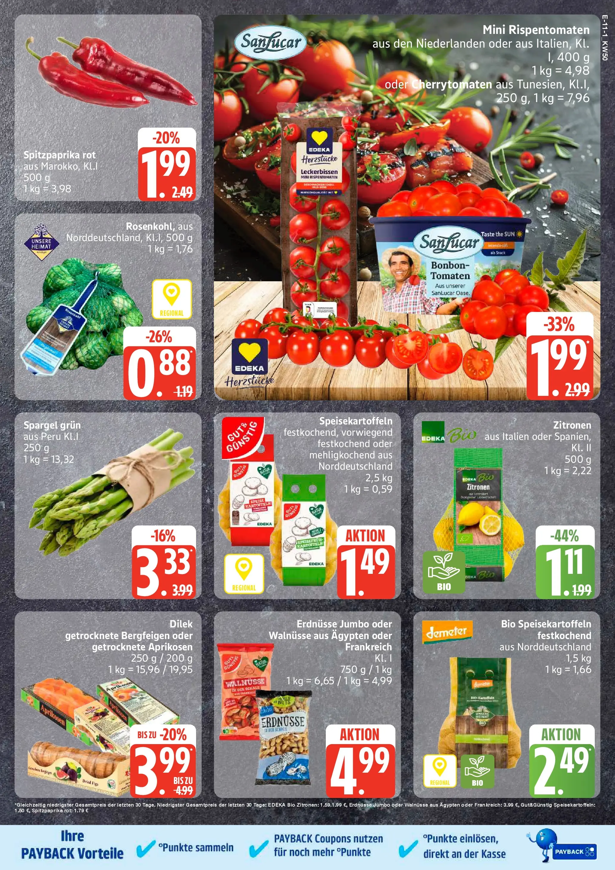 Edeka prospekt Bad Schwartau	 (ab 07.12.2025) » Angebote Online | Seite: 11 | Produkte: Erdnüsse, Walnüsse, Tomaten, Spargel