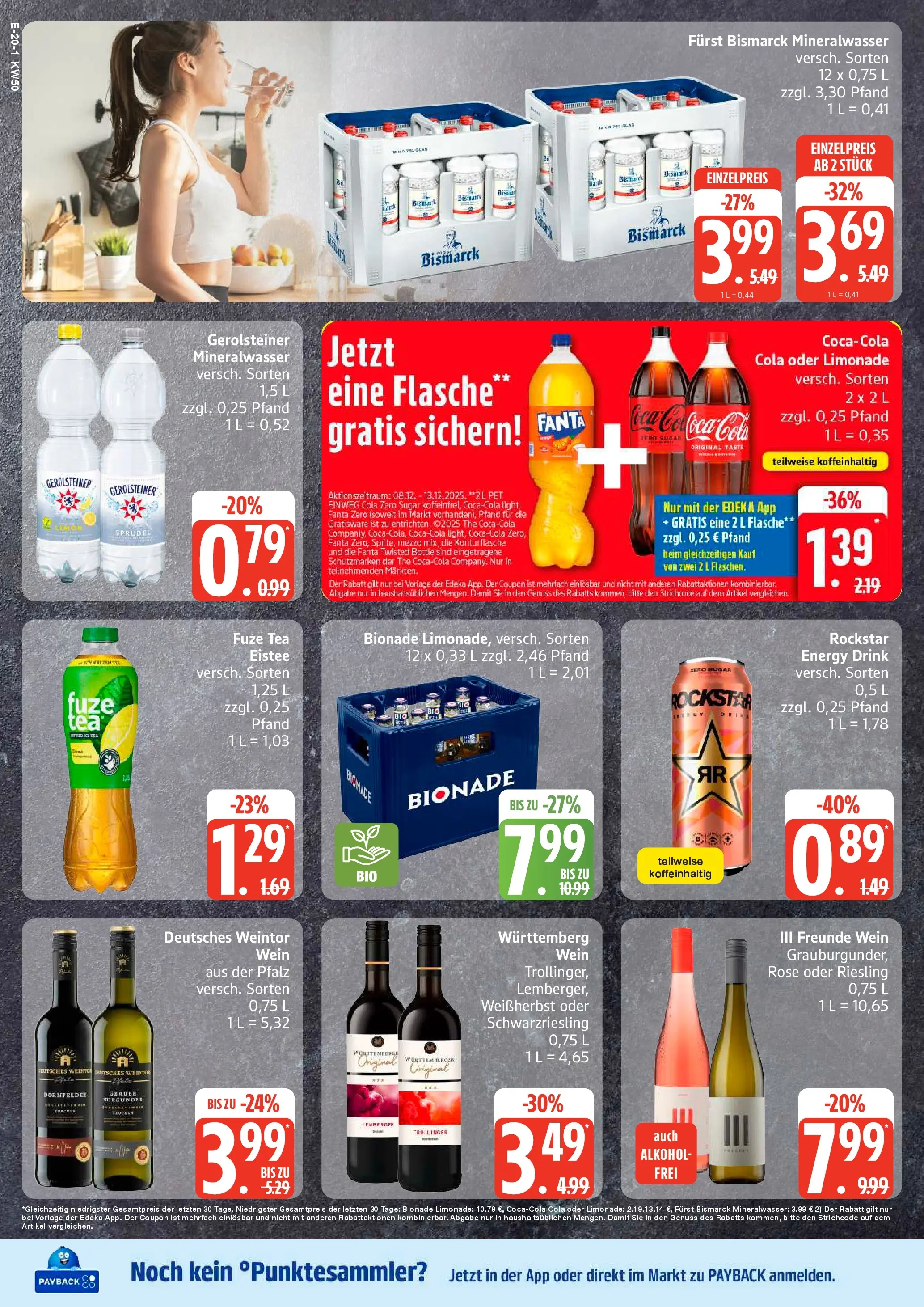 Edeka prospekt Bad Schwartau	 (ab 07.12.2025) » Angebote Online | Seite: 24 | Produkte: Fuze tea, Rockstar, Bionade, Mineralwasser