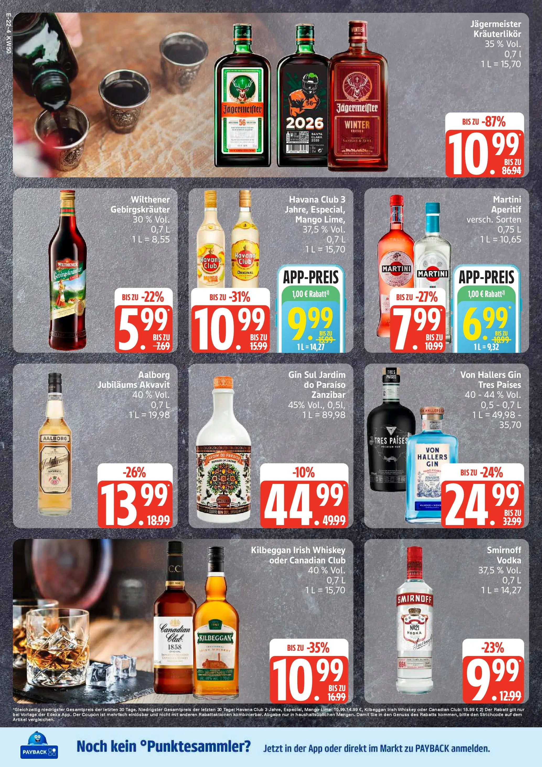 Edeka prospekt Rostock	 (ab 07.12.2025) » Angebote Online | Seite: 26 | Produkte: Wilthener gebirgskrauter, Rum, Vodka, Gin