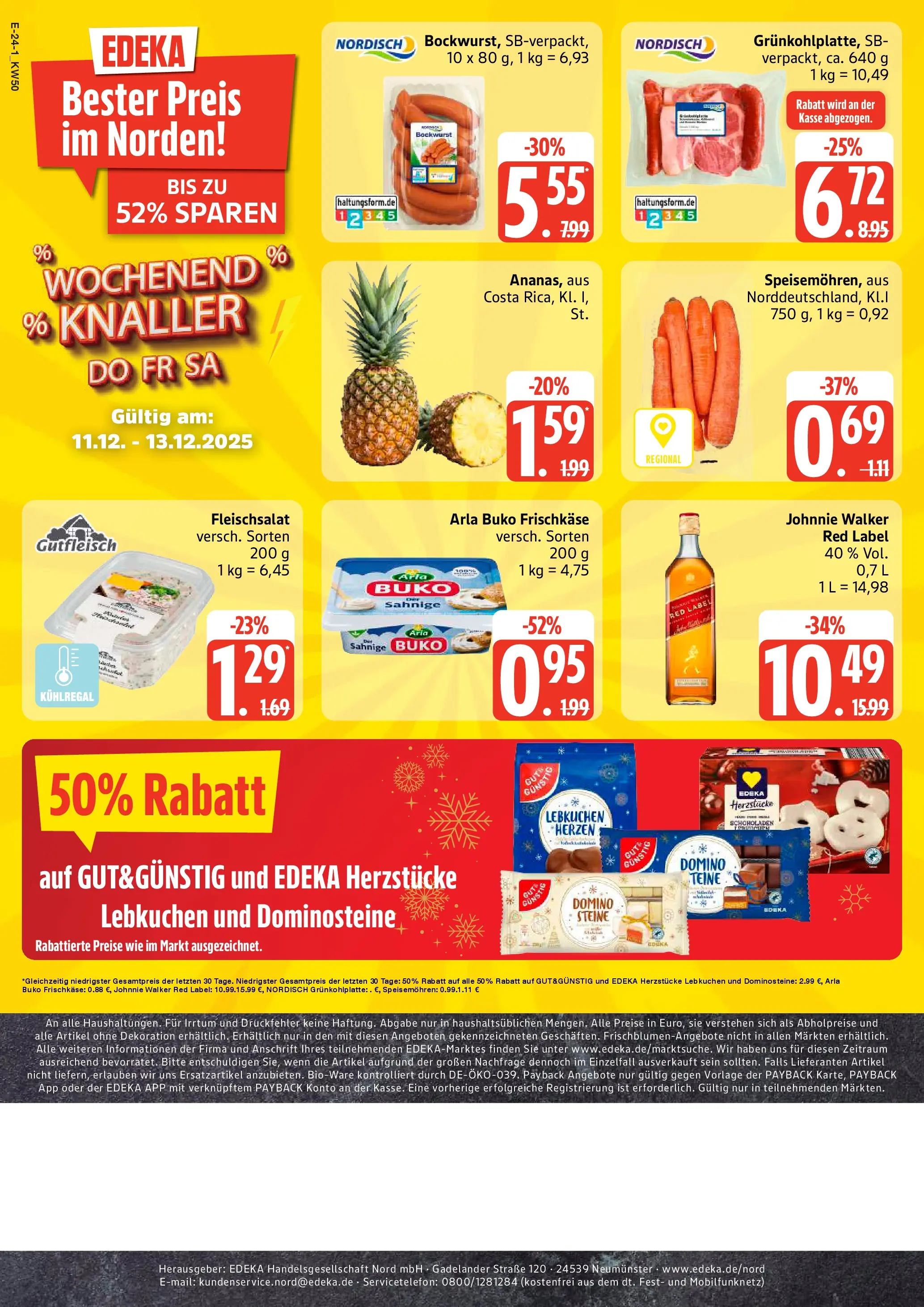Edeka prospekt Bad Schwartau	 (ab 07.12.2025) » Angebote Online | Seite: 28 | Produkte: Ananas, Arla buko, Fleisch, Johnnie walker