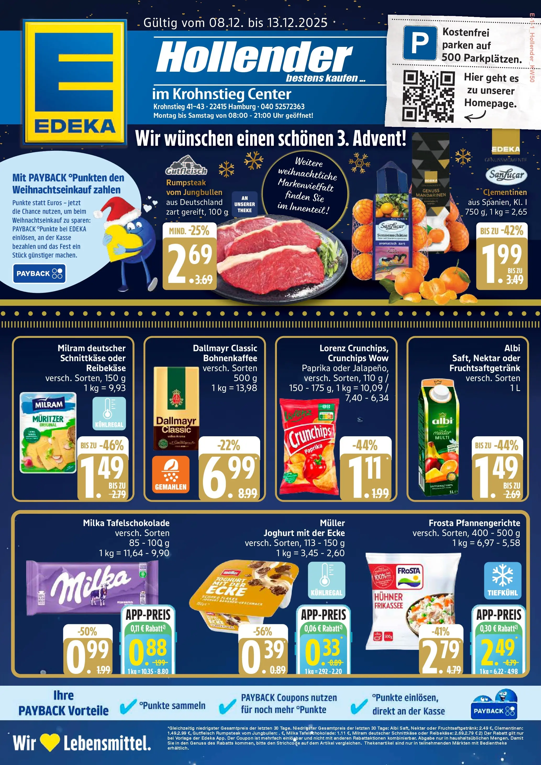 Edeka prospekt Hamburg	 (ab 07.12.2025) » Angebote Online | Seite: 1 | Produkte: Rumpsteak, Frosta, Paprika, Steak