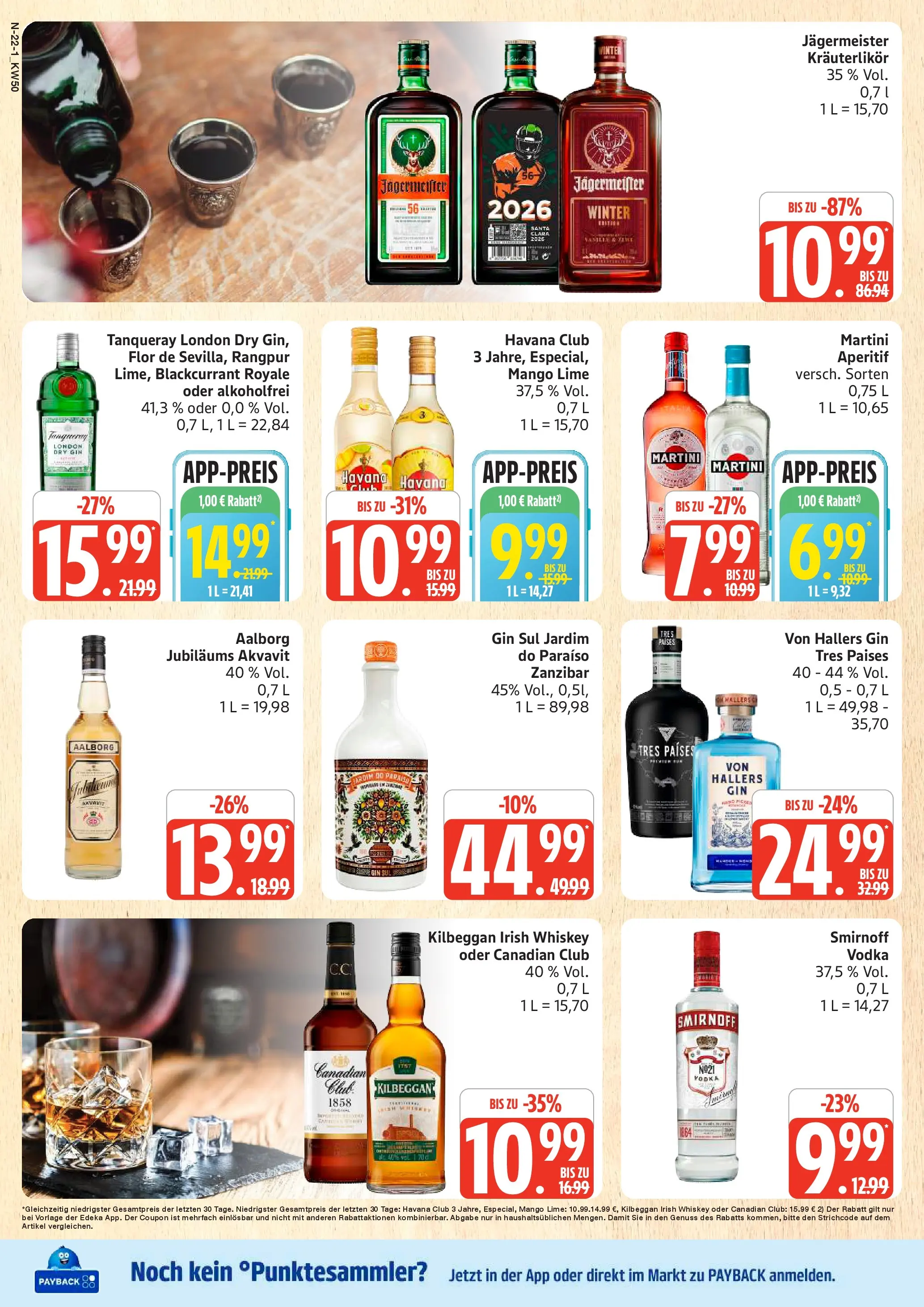 Edeka prospekt Cuxhaven	 (ab 07.12.2025) » Angebote Online | Seite: 22 | Produkte: Martini, Rum, Jägermeister, Vodka