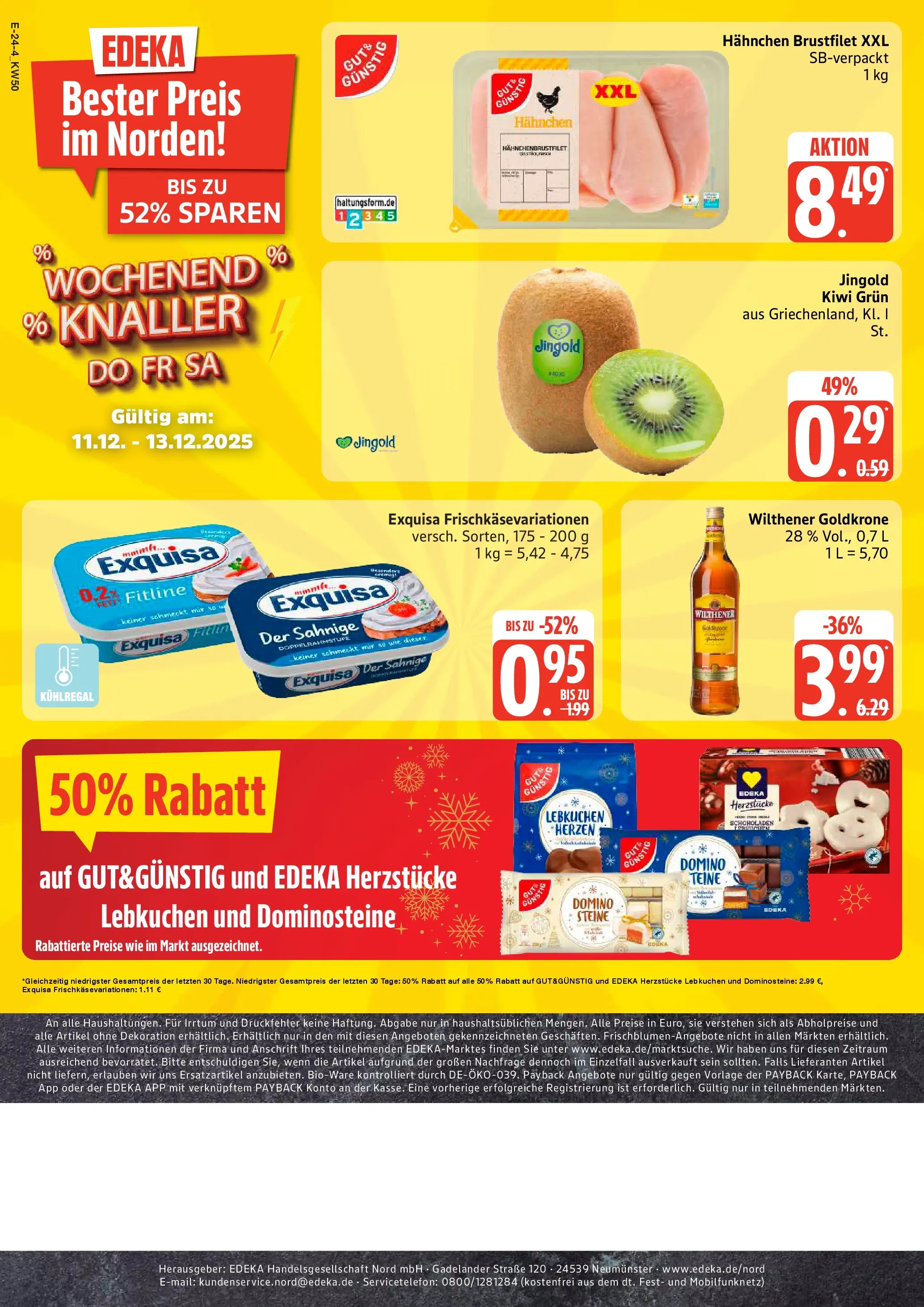 Edeka prospekt Rostock	 (ab 07.12.2025) » Angebote Online | Seite: 28 | Produkte: Hahnchen, Wilthener, Exquisa, Kiwi