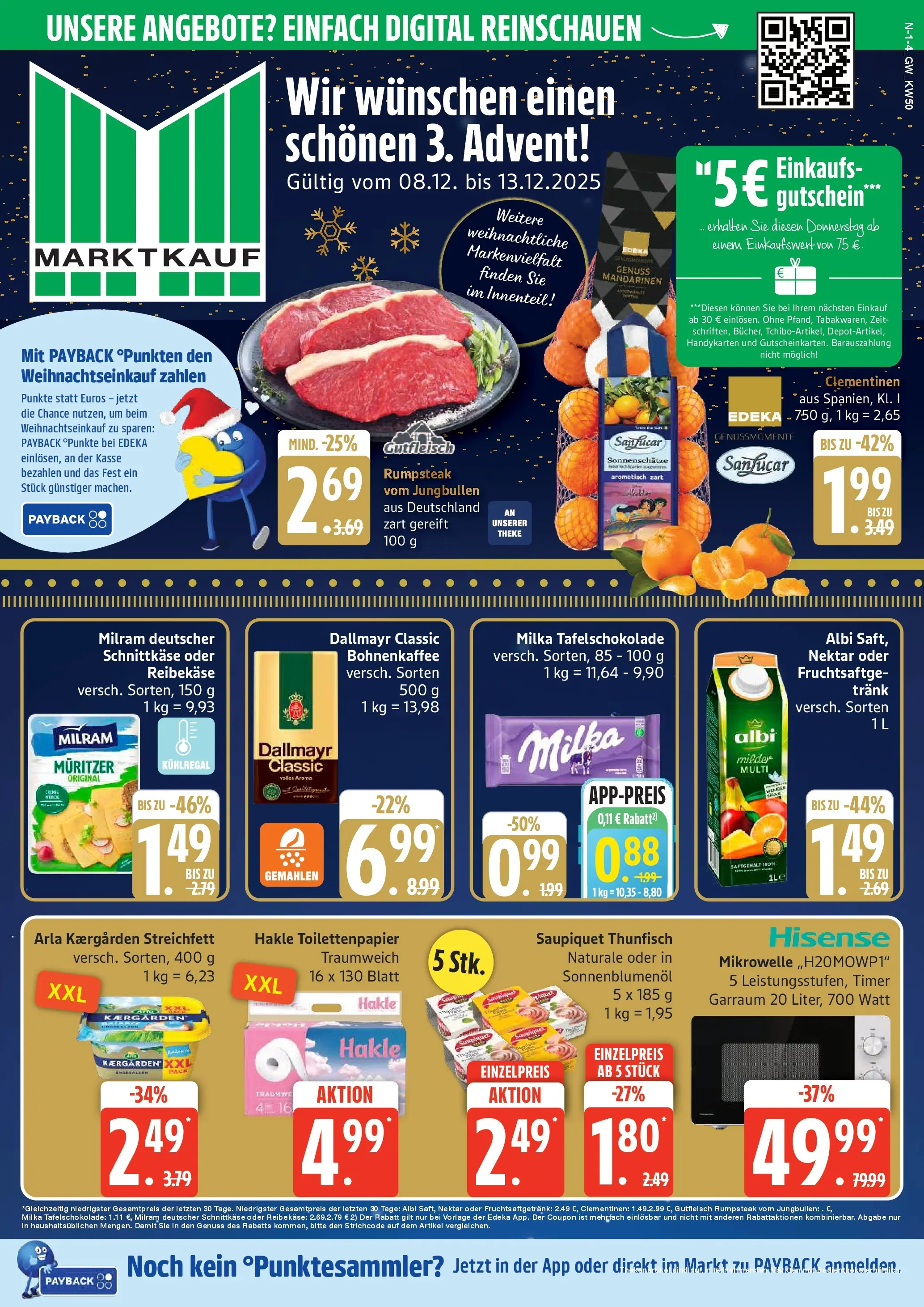 Marktkauf - Marktkauf: Wochenangebote (ab 08.12.2025) » Angebote online | Seite: 1 | Produkte: Hisense, Thunfisch, Sonnenblumenol, Mandarinen