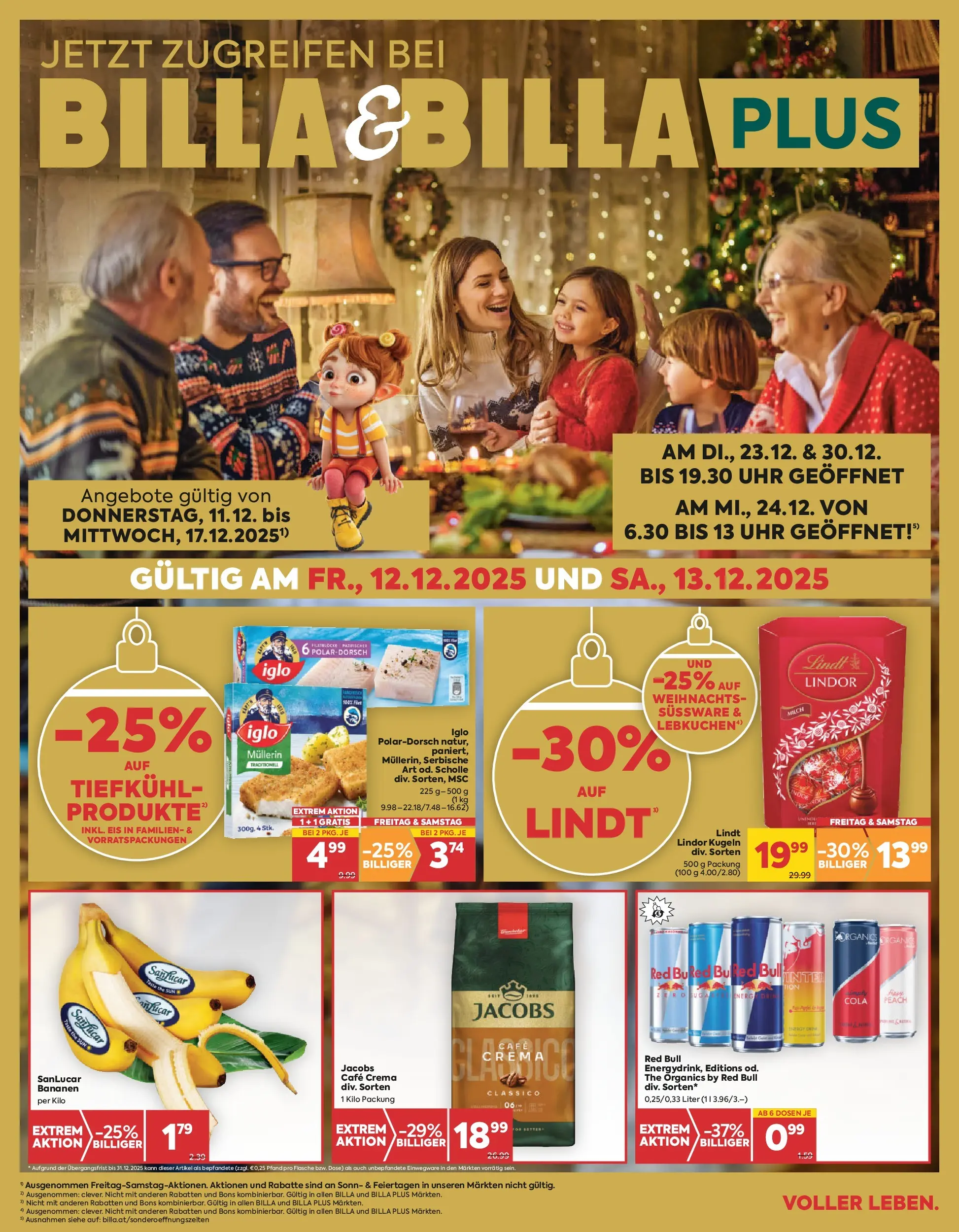 Billa Flugblatt - Bad Radkersburg, Ramsau, Fehring ab 11.12.2025 - Angebote, Prospekt | Seite: 1 | Produkte: Eis, Uhr, Milch, Bananen