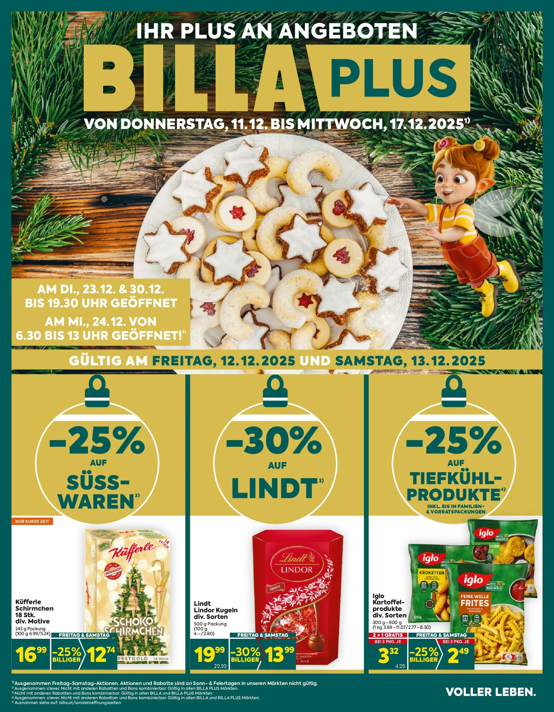 Billa Plus Flugblatt - Burgenland von 11.12.2025 - Aktuelle Angebote | Seite: 1 | Produkte: Eis, Uhr, Milch