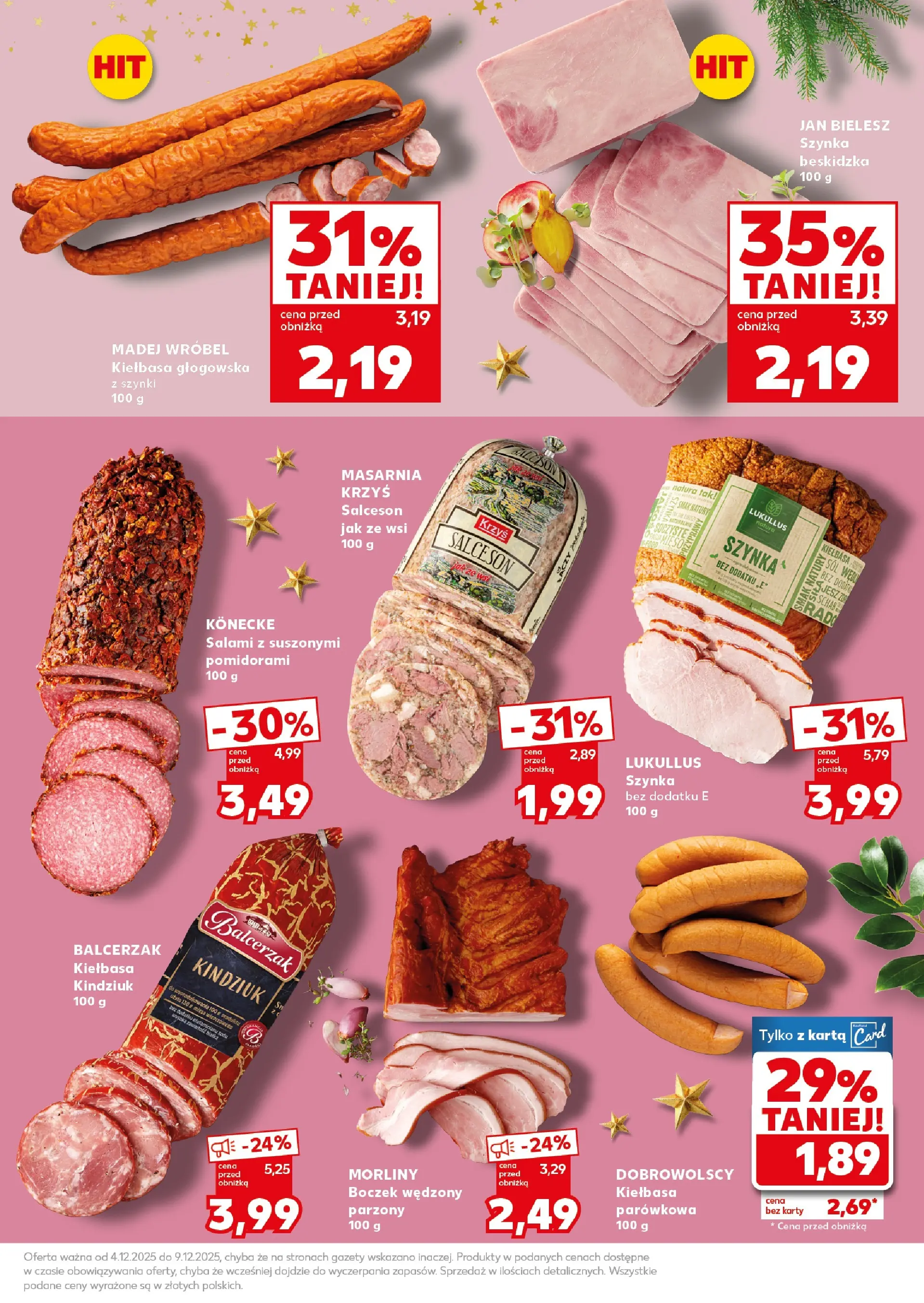 Kaufland gazetka - Super Weekend od 06.12.2025 - od jutra PDF | Strona: 13 | Produkty: Karta, Boczek wędzony, Boczek, Salami
