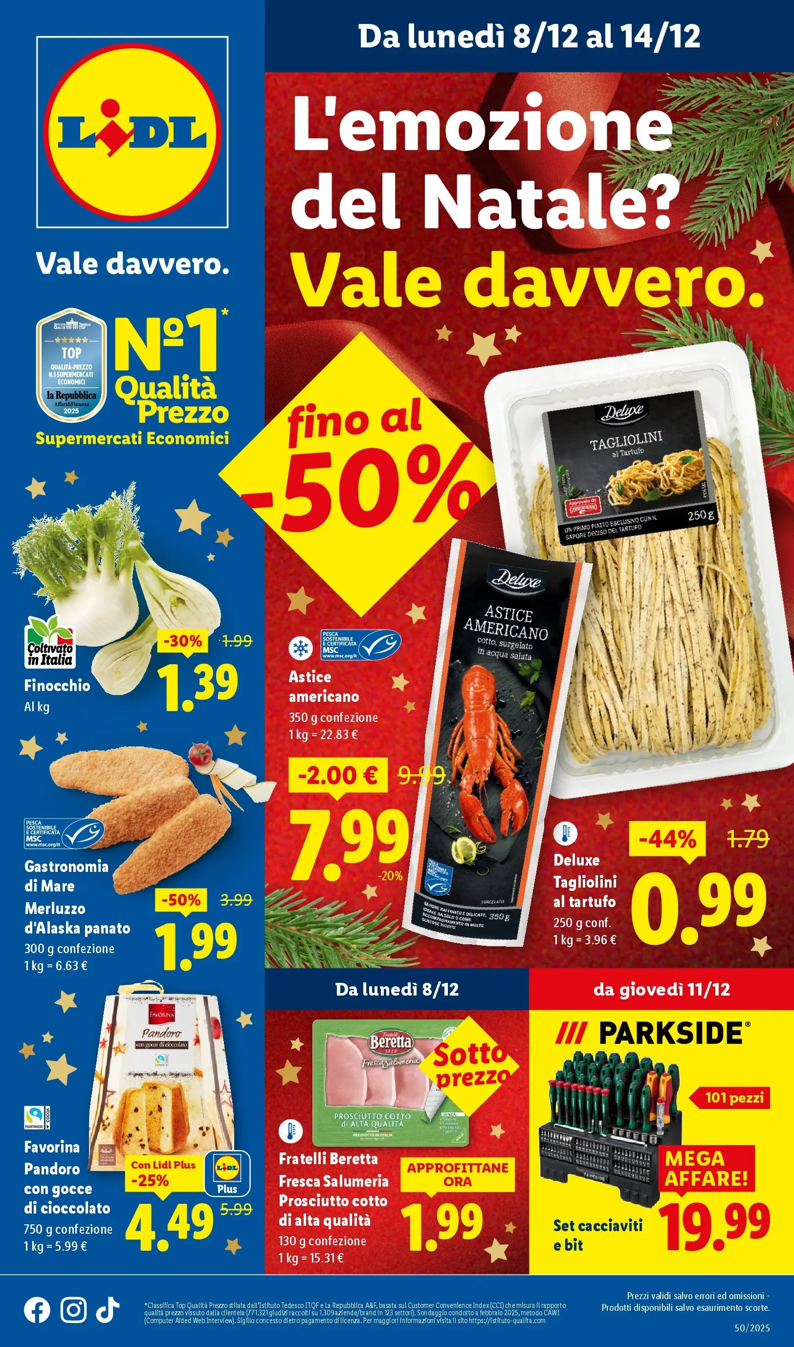 LIDL volantino della prossima settimana dal ﻿04/12/2025﻿ 📣 | Pagina: 1 | Prodotti: Acqua, Top, Prosciutto, Pandoro