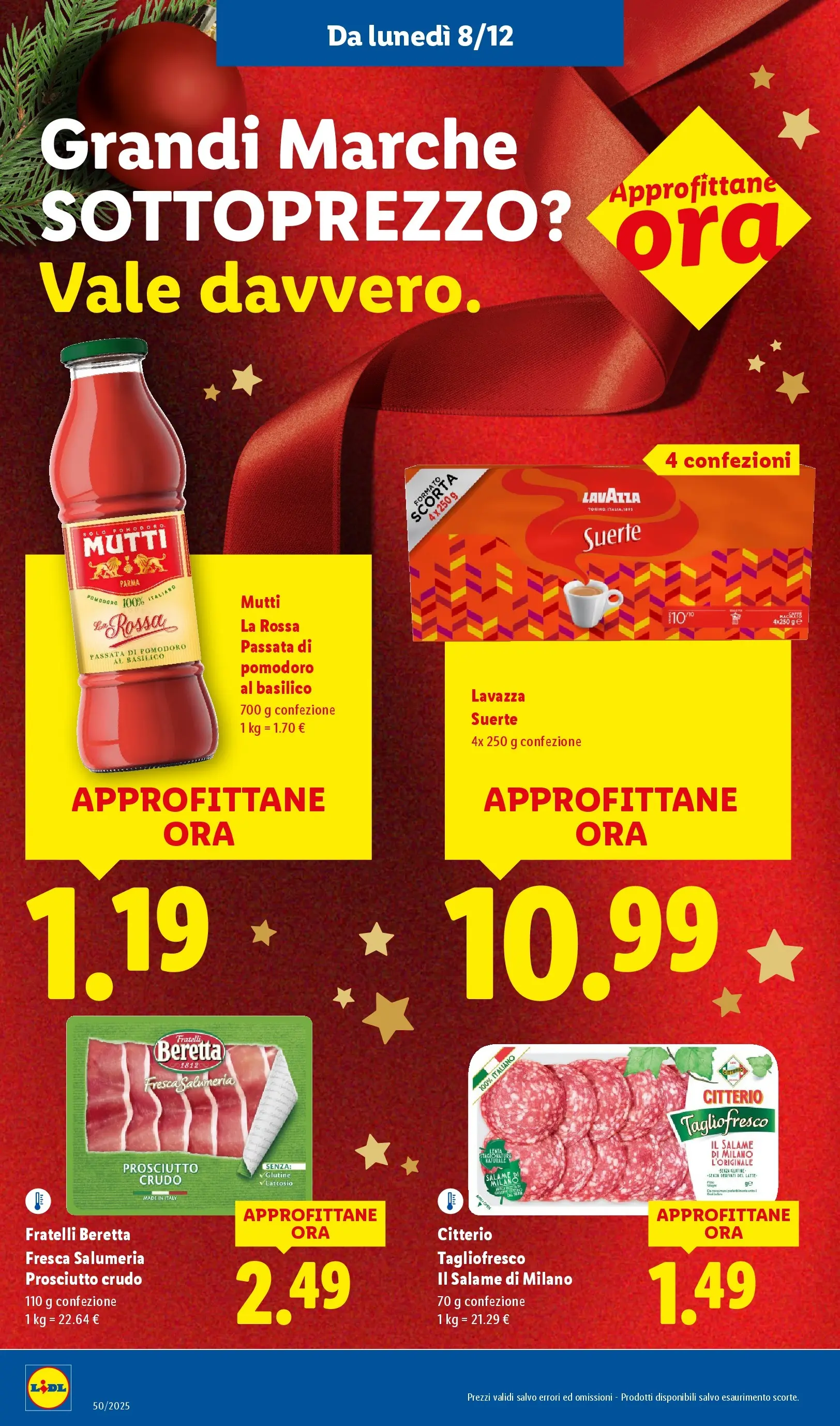 LIDL volantino della prossima settimana dal ﻿04/12/2025﻿ 📣 | Pagina: 6 | Prodotti: Prosciutto Crudo, Pomodoro, Mutti, Lavazza