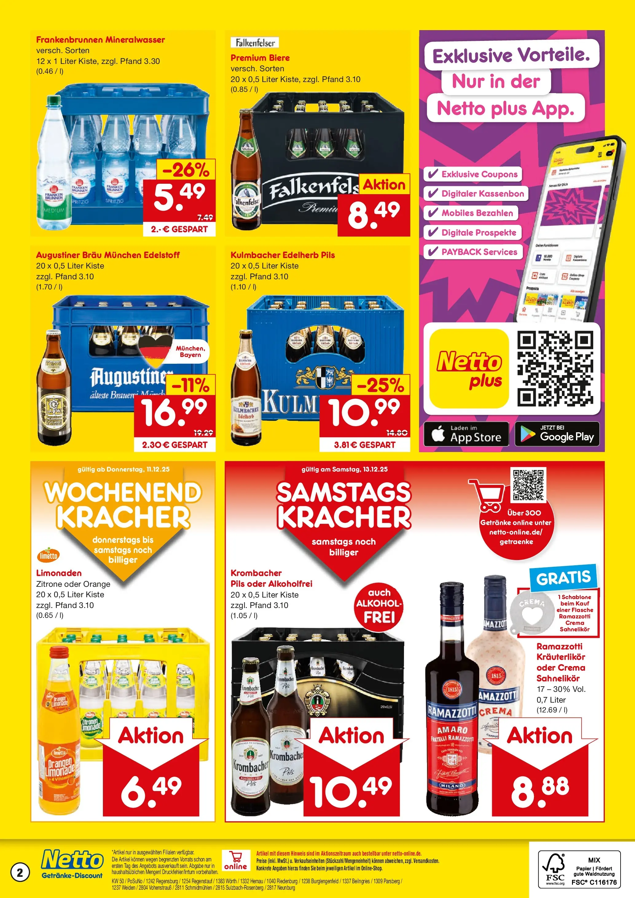 Netto Marken-Discount prospekt Burglengenfeld	 (ab 07.12.2025) » Angebote | Seite: 2 | Produkte: Pils, Ramazzotti crema, Mineralwasser, Ramazzotti