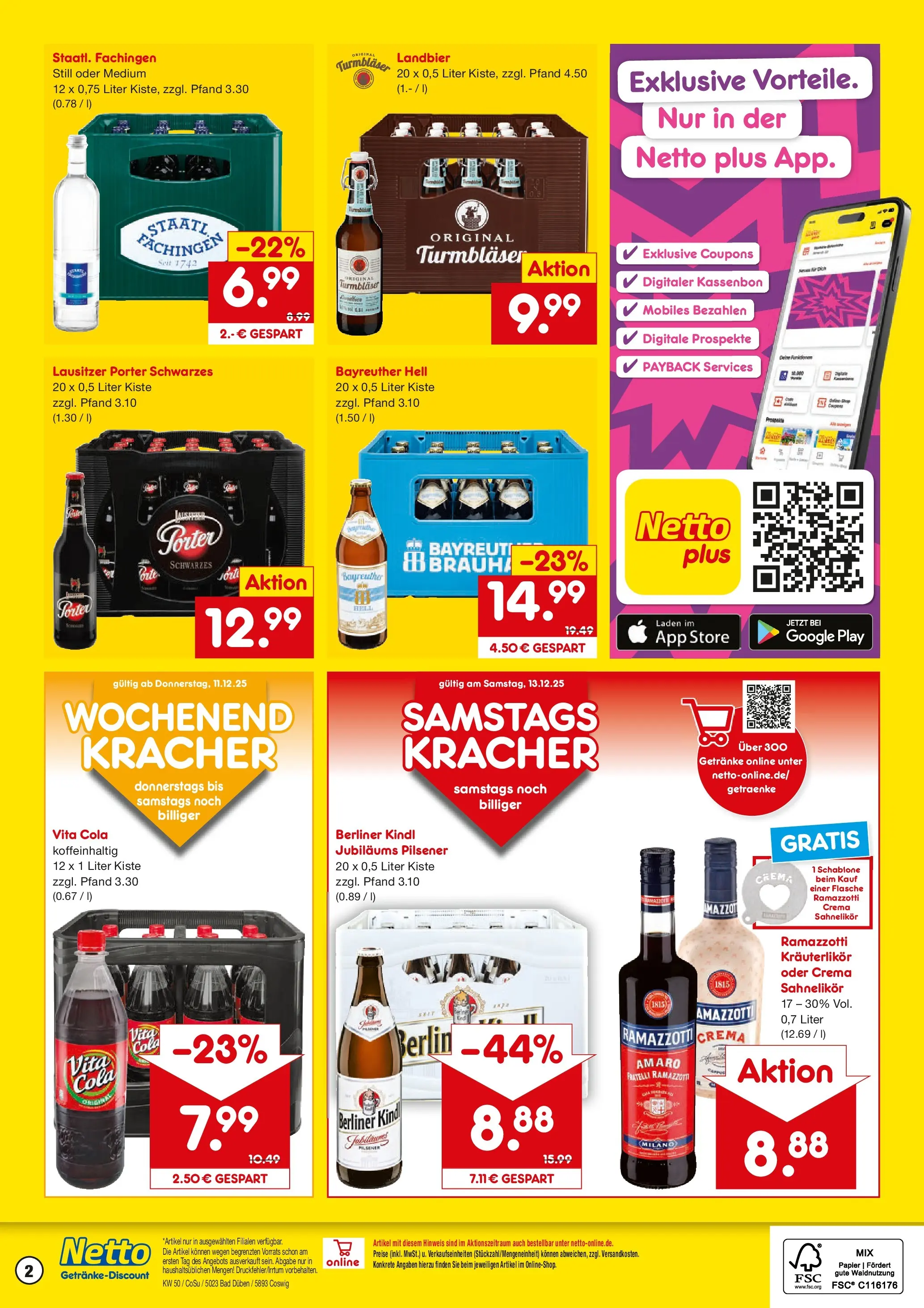 Netto Marken-Discount prospekt Bad Düben	 (ab 07.12.2025) » Angebote | Seite: 2 | Produkte: Bayreuther hell, Cola, Bad, Ramazzotti