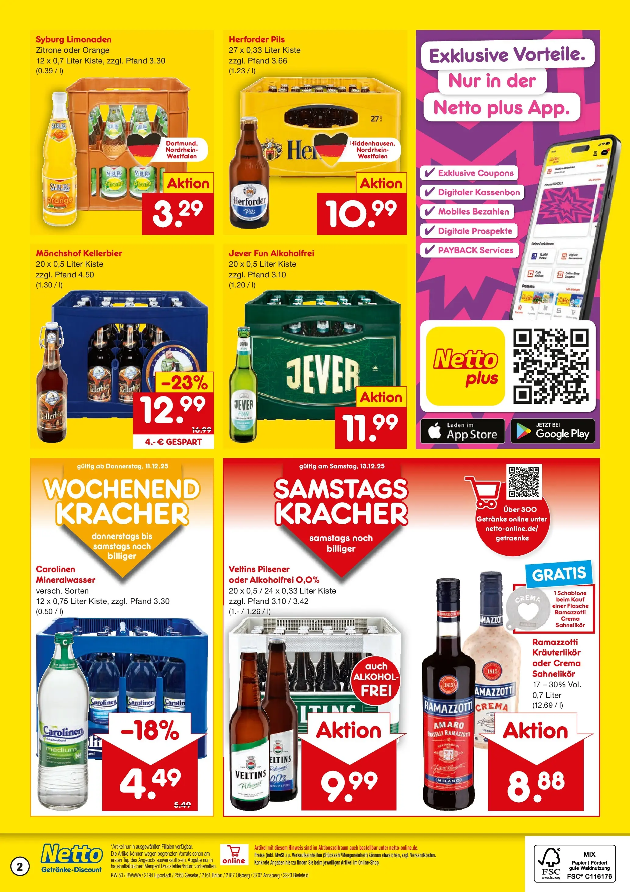 Netto Marken-Discount prospekt Lippstadt	 (ab 07.12.2025) » Angebote | Seite: 2 | Produkte: Monchshof, Mineralwasser, Jever, Ramazzotti