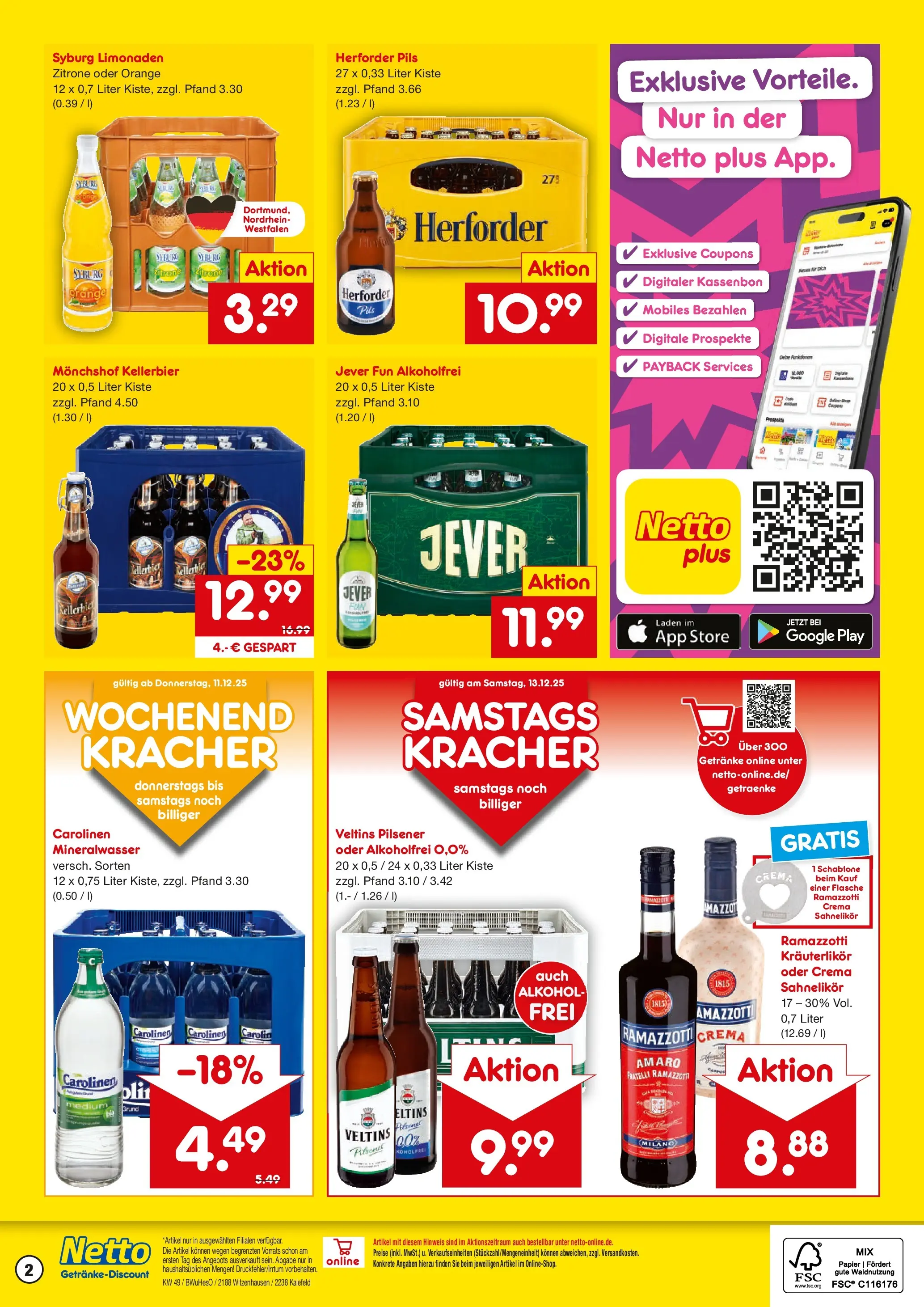Netto Marken-Discount prospekt Kalefeld	 (ab 07.12.2025) » Angebote | Seite: 2 | Produkte: Monchshof, Ramazzotti crema, Zitrone, Veltins