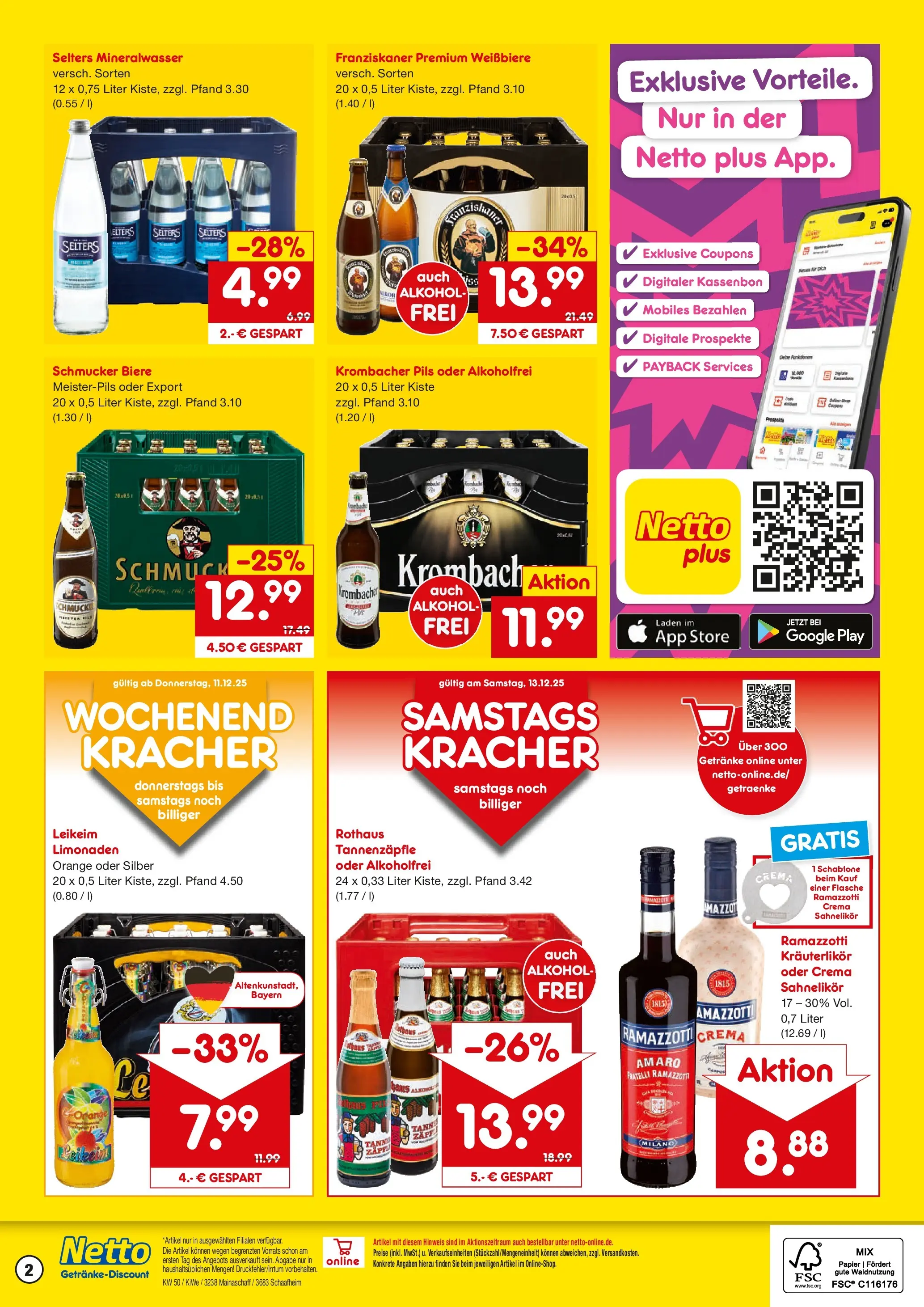 Netto Marken-Discount prospekt Schaafheim	 (ab 07.12.2025) » Angebote | Seite: 2 | Produkte: Franziskaner, Ramazzotti crema, Krombacher, Ramazzotti