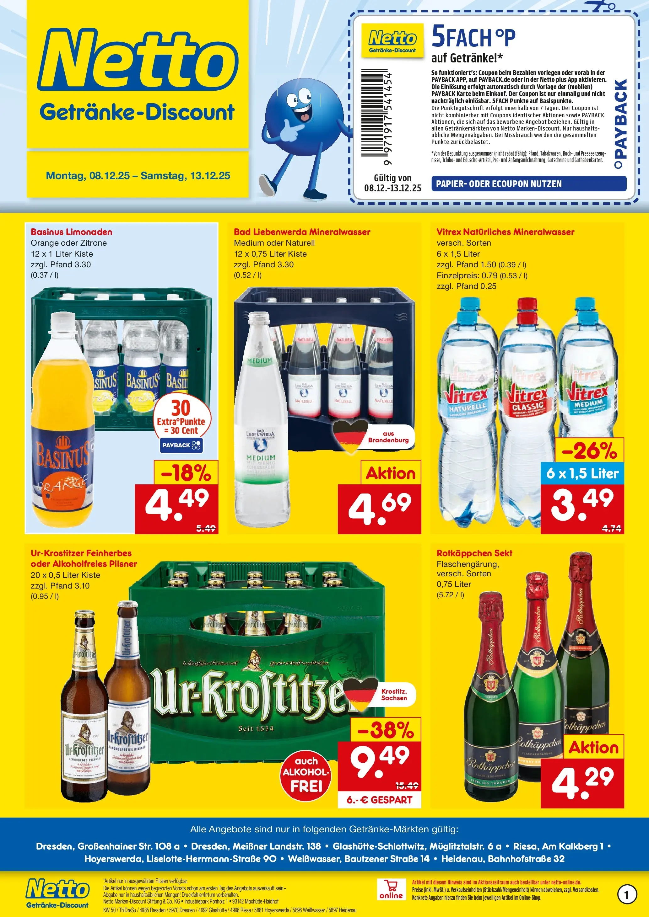 Netto Marken-Discount prospekt Dresden	 (ab 07.12.2025) » Angebote | Seite: 1 | Produkte: Rotkappchen sekt, Sekt, Zitrone, Rotkäppchen
