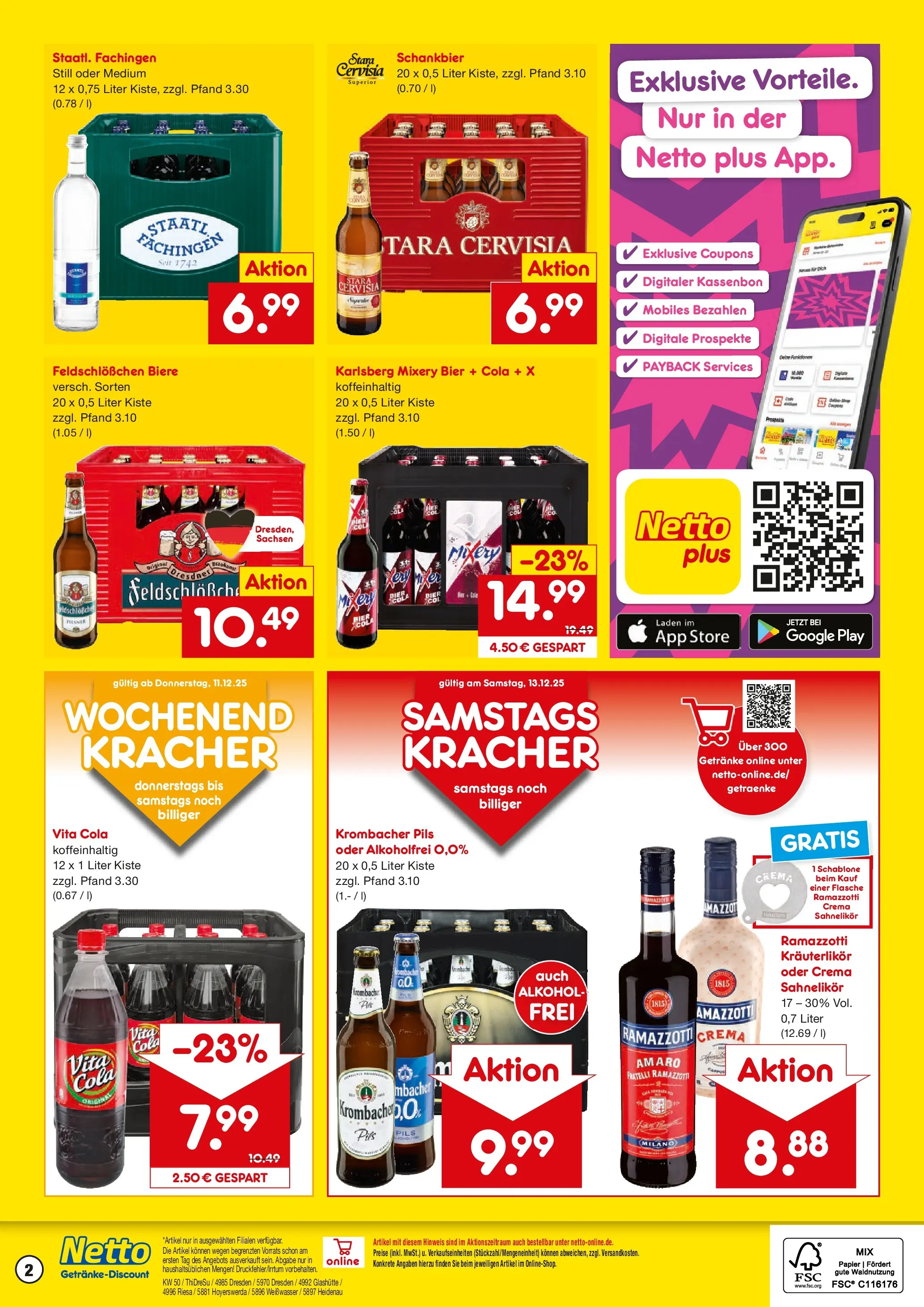 Netto Marken-Discount prospekt Dresden	 (ab 07.12.2025) » Angebote | Seite: 2 | Produkte: Cola, Bier, Krombacher, Ramazzotti
