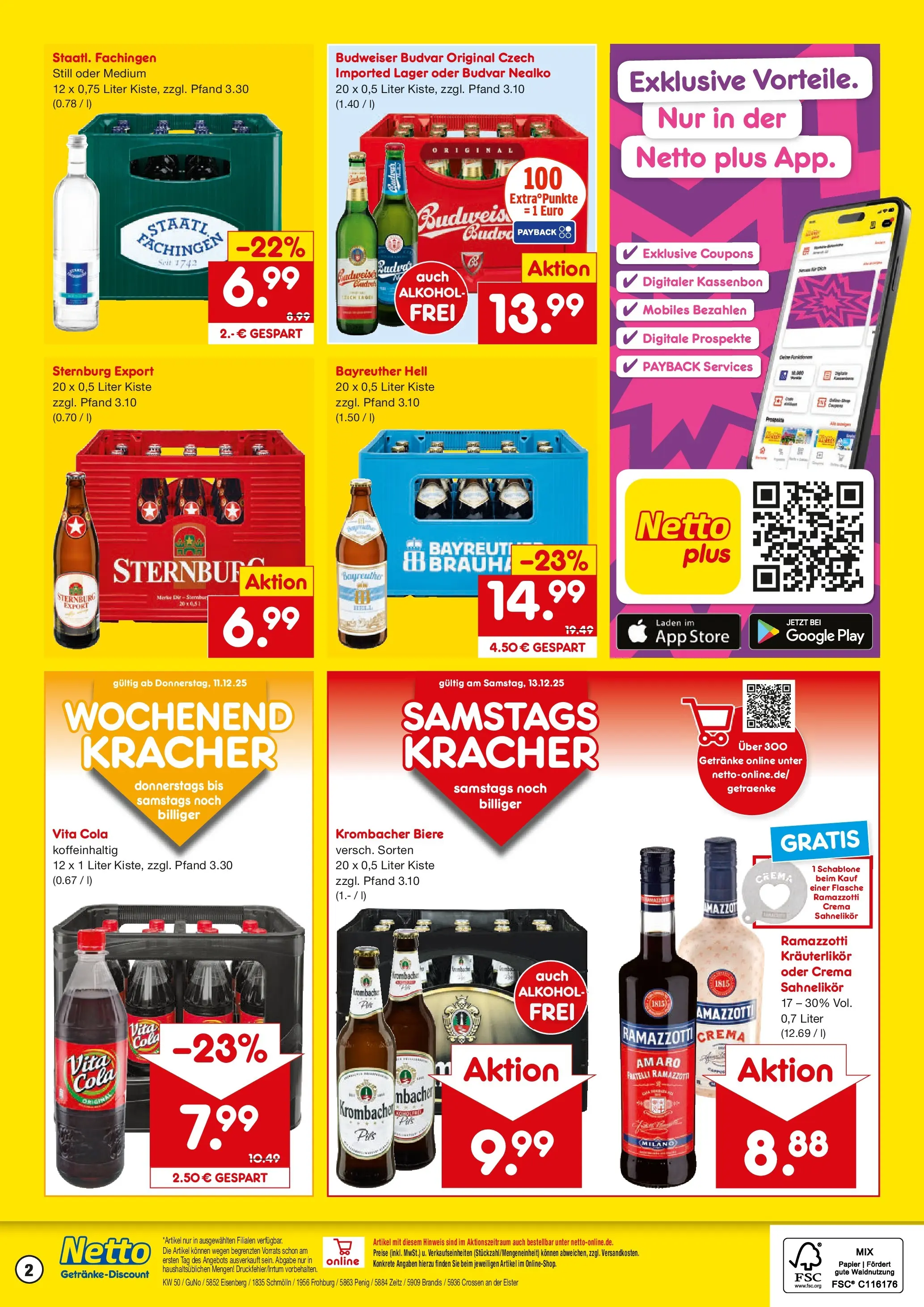 Netto Marken-Discount prospekt Eisenberg	 (ab 07.12.2025) » Angebote | Seite: 2 | Produkte: Bayreuther hell, Pils, Krombacher, Ramazzotti