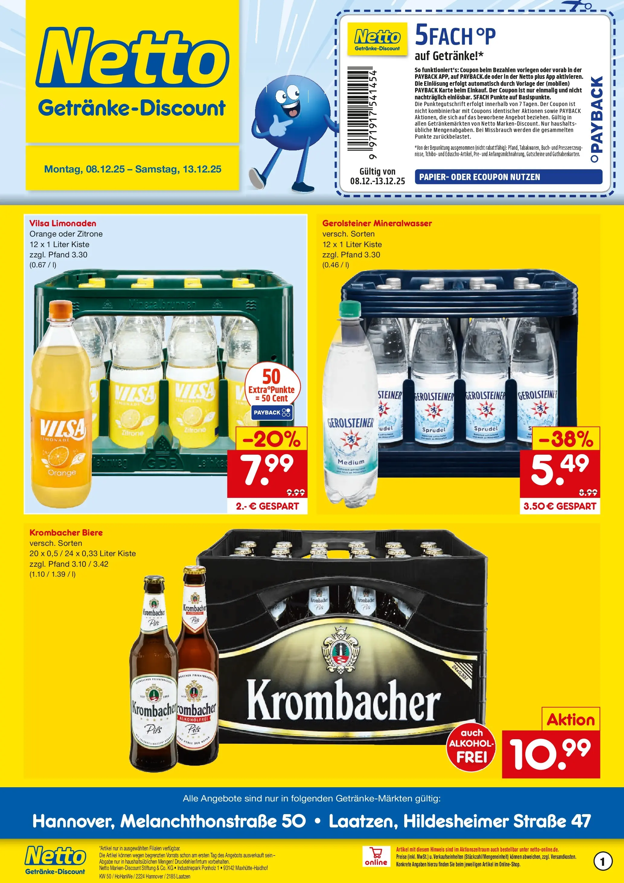 Netto Marken-Discount prospekt Laatzen	 (ab 07.12.2025) » Angebote | Seite: 1 | Produkte: Pils, Mineralwasser, Zitrone, Gerolsteiner
