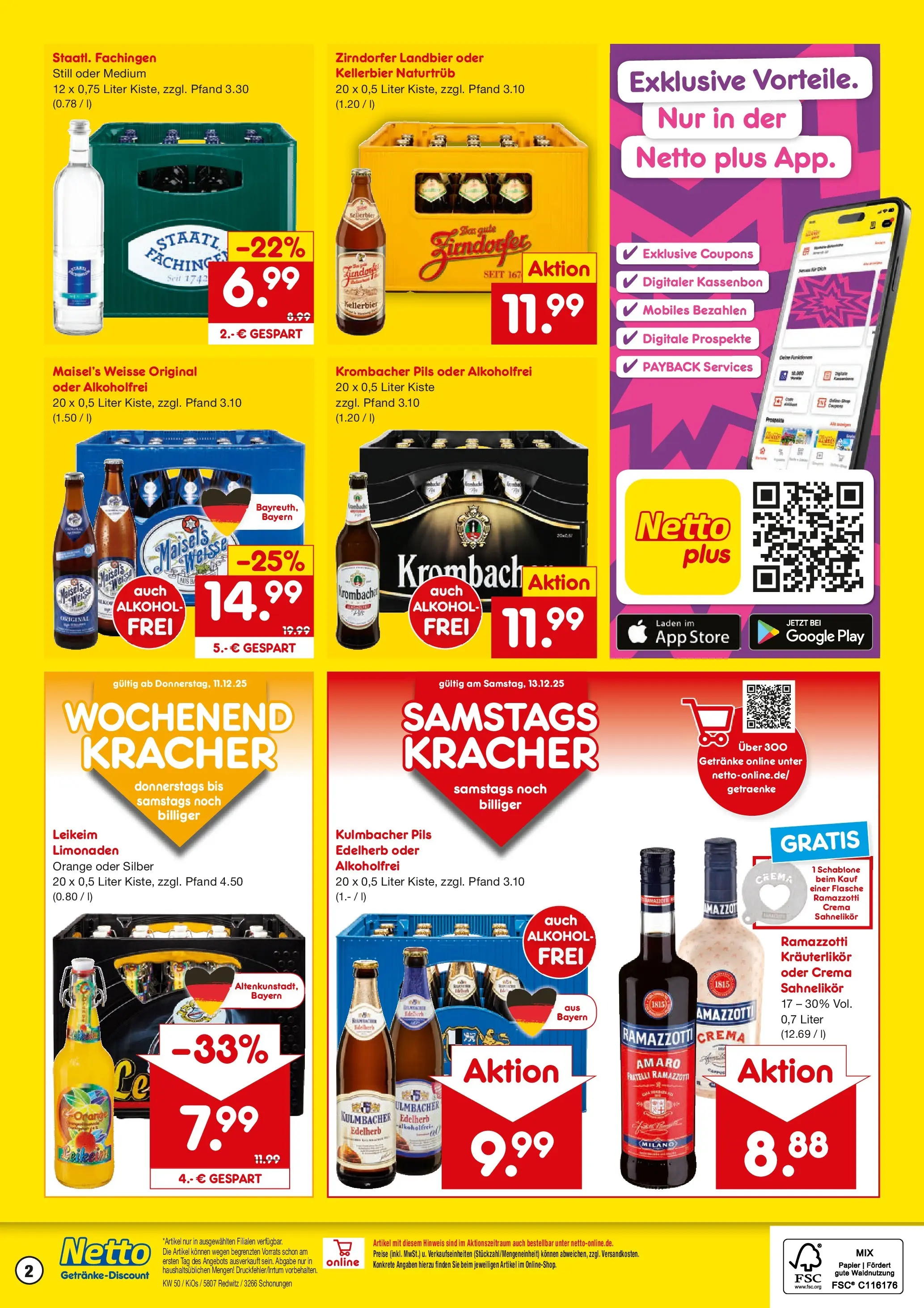 Netto Marken-Discount prospekt Redwitz	 (ab 07.12.2025) » Angebote | Seite: 2 | Produkte: Pils, Ramazzotti crema, Krombacher, Ramazzotti