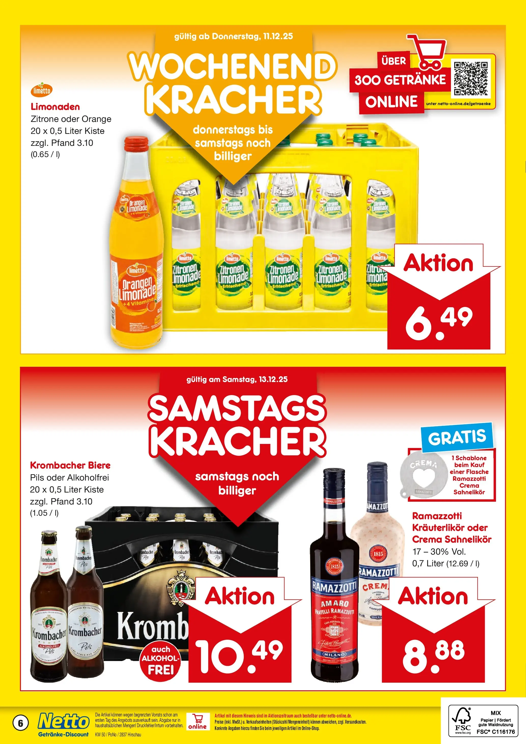 Netto Marken-Discount prospekt Hirschau	 (ab 07.12.2025) » Angebote | Seite: 6 | Produkte: Orangen, Limonade, Zitrone, Ramazzotti