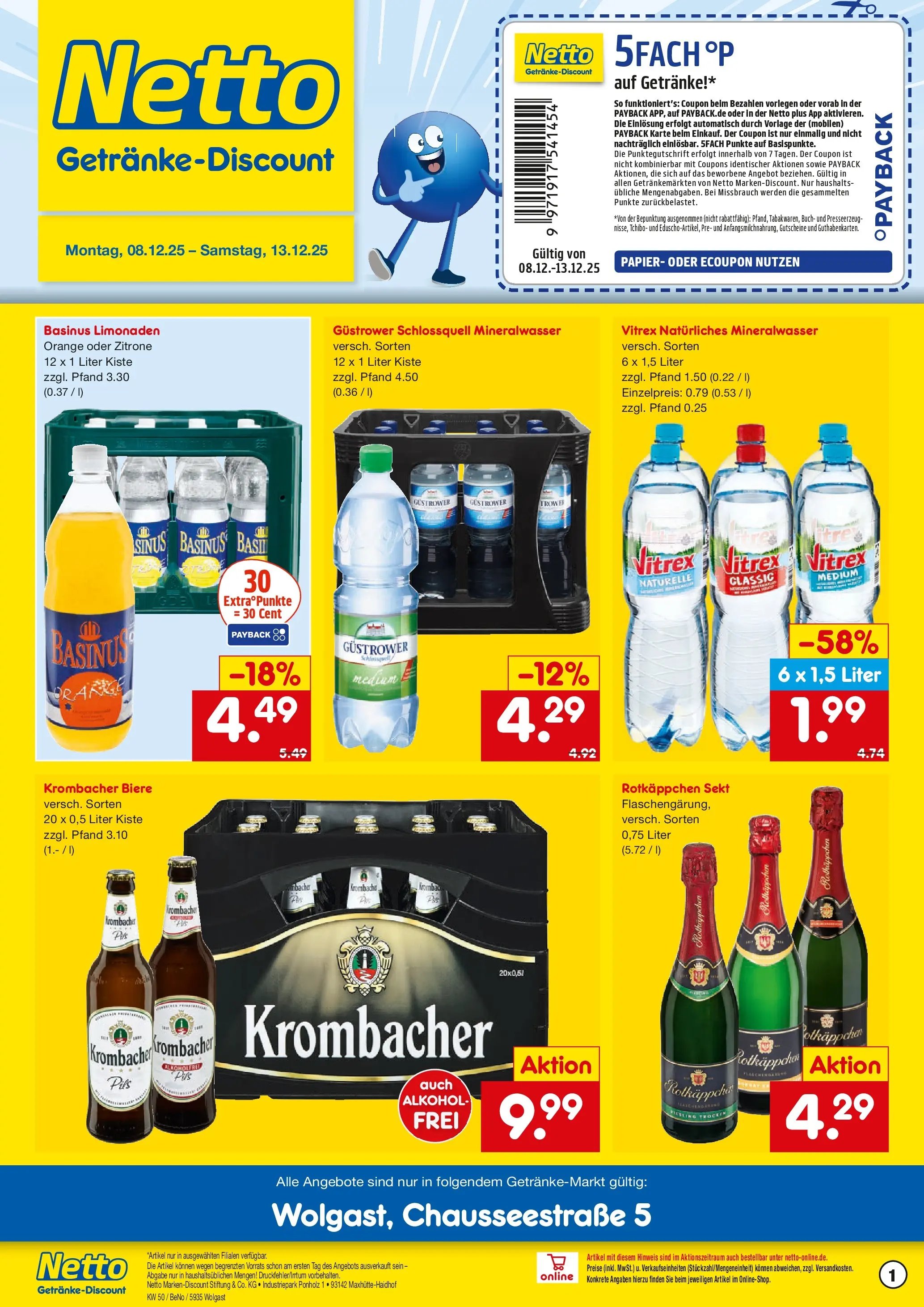 Netto Marken-Discount prospekt Wolgast	 (ab 07.12.2025) » Angebote | Seite: 1 | Produkte: Pils, Zitrone, Krombacher, Rotkäppchen